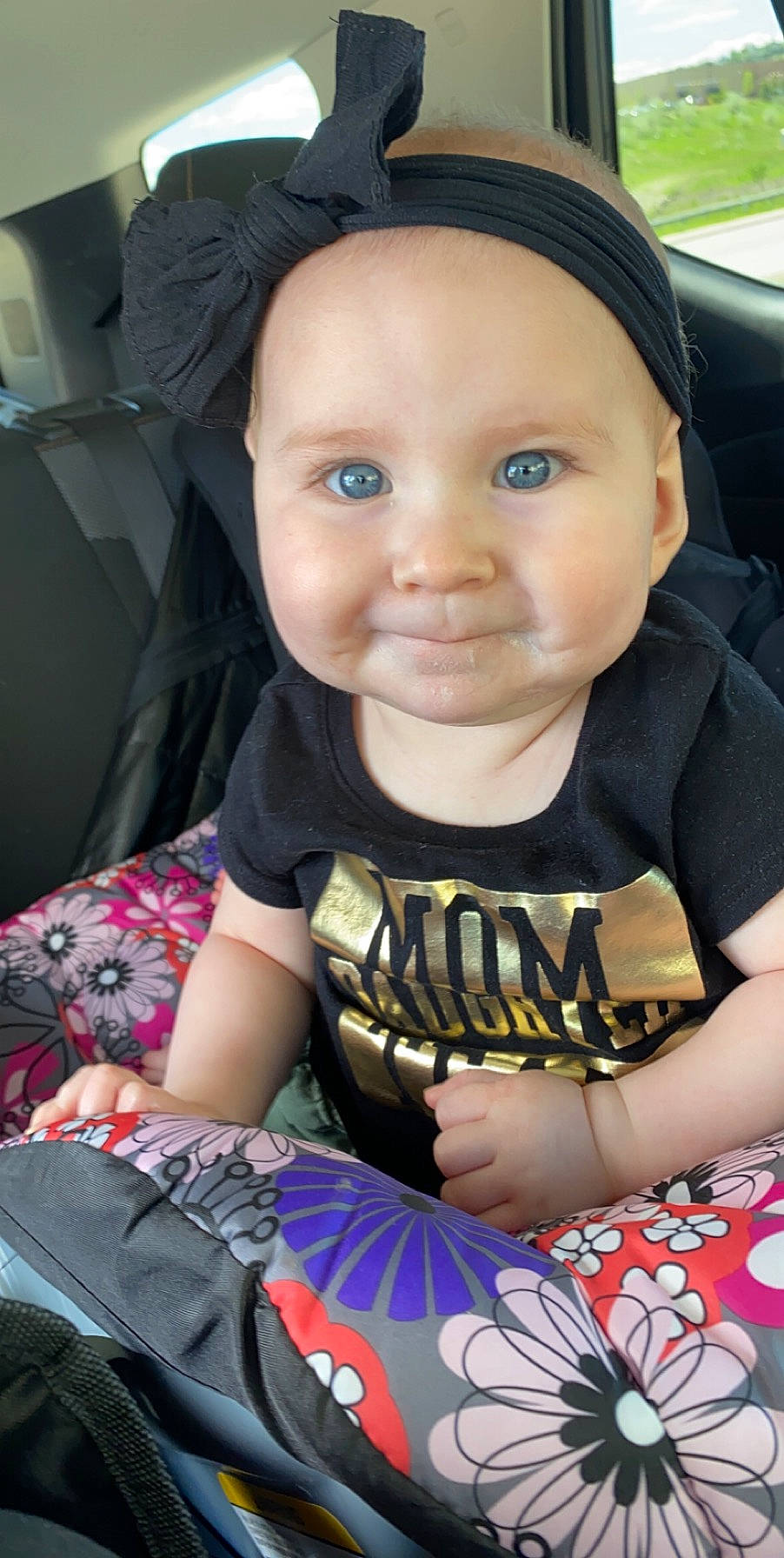 Aspyn joined the competition — help win amazing prizes! baby, baby_products, car_seat, cheek, child, face, head, headwear, lip, mouth, nose, person, skin, smile, toddler, tooth