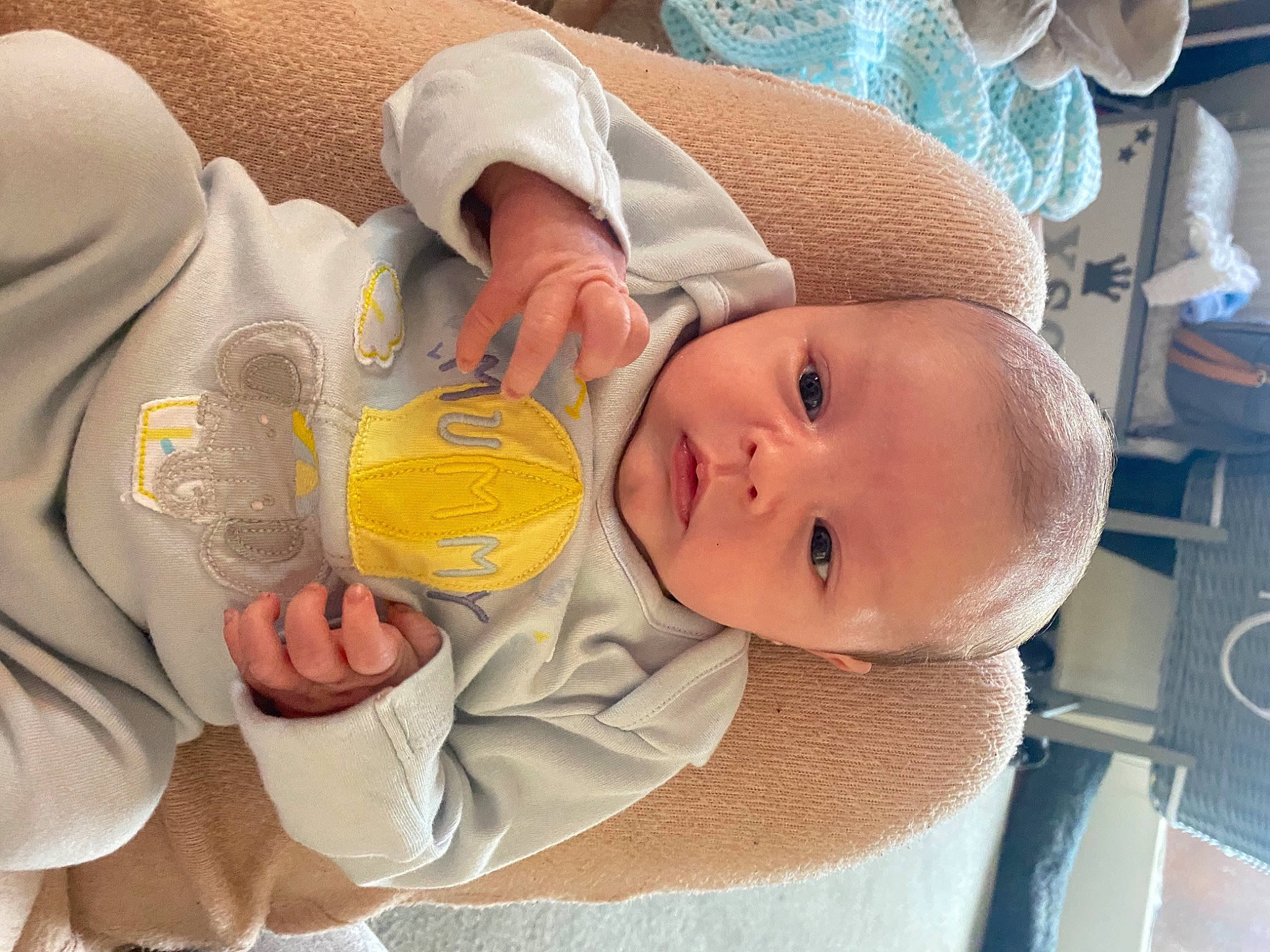 Jaxson joined the competition — help win amazing prizes! baby, baby_products, baby_toddler_clothing, cheek, child, childbirth, comfort, event, eye, facial_expression, finger, gesture, hat, head, mouth, nail, person, room, service, skin