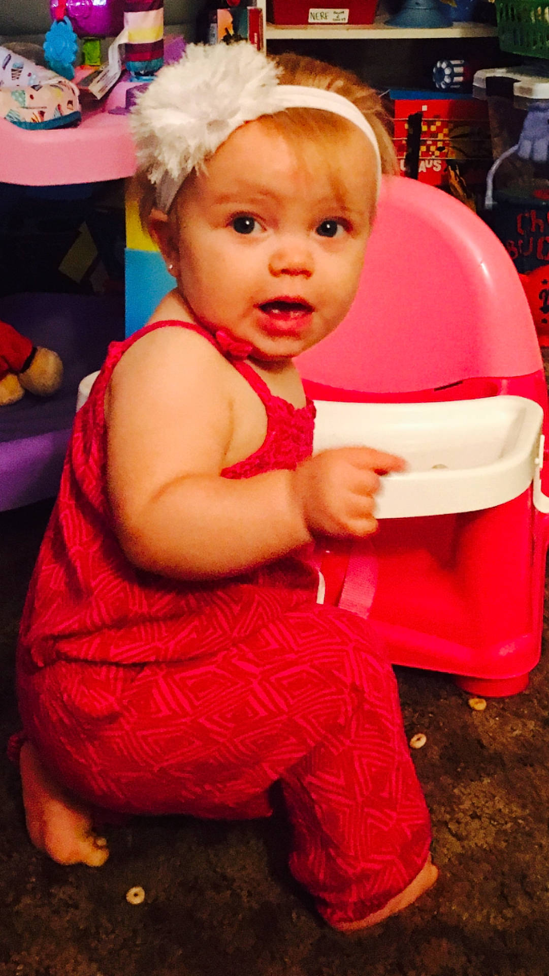 Makinnley Jade joined the competition — help win amazing prizes! child, fun, girl, happiness, infant, person, play, red, sitting, skin, smile, toddler