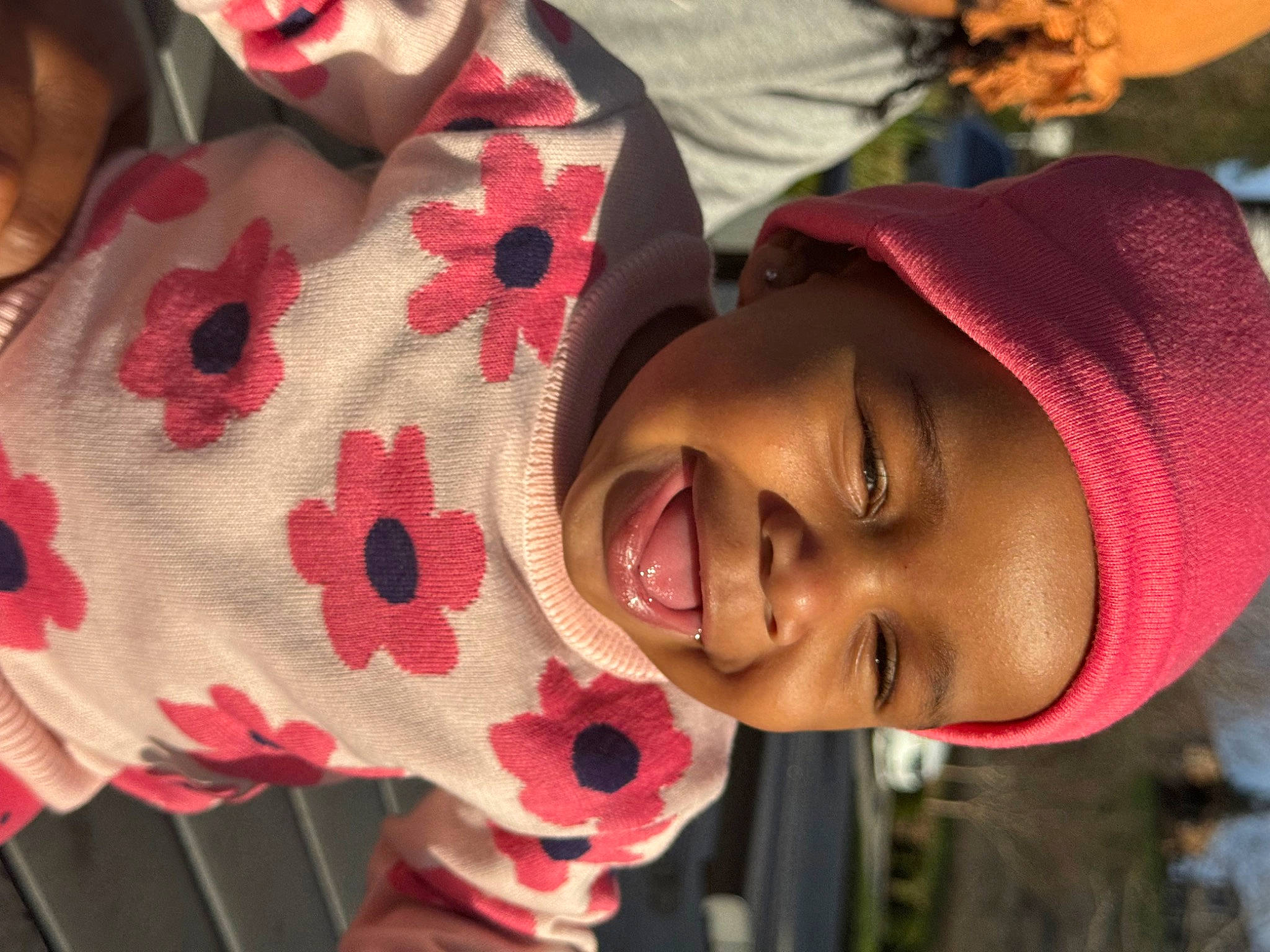 Deasia joined the competition — help win amazing prizes! beauty, child, chin, eye, face, fun, happy, hat, head, headgear, headwear, lip, mouth, pattern, person, pink, plant, red, skin, smile