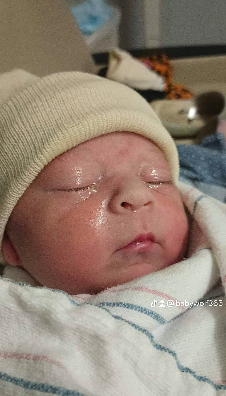 Riley joined the competition — help win amazing prizes! baby, baby_sleeping, bedtime, cheek, child, childbirth, chin, close_up, comfort, eyebrow, flesh, hat, linens, mouth, nap, nose, person, room, skin, sleep