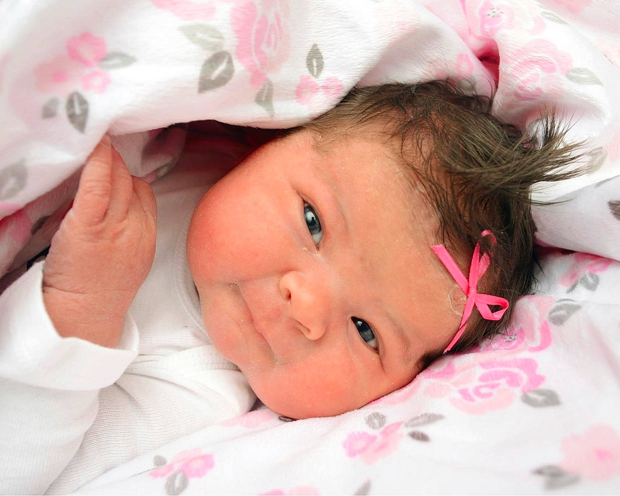 Kynzlee is registered to the contest to win money with this photo: baby, beauty, bedding, bedtime, cheek, child, close_up, ear, eye, face, head, headgear, lip, mouth, nose, person, photography, pink, skin, textile