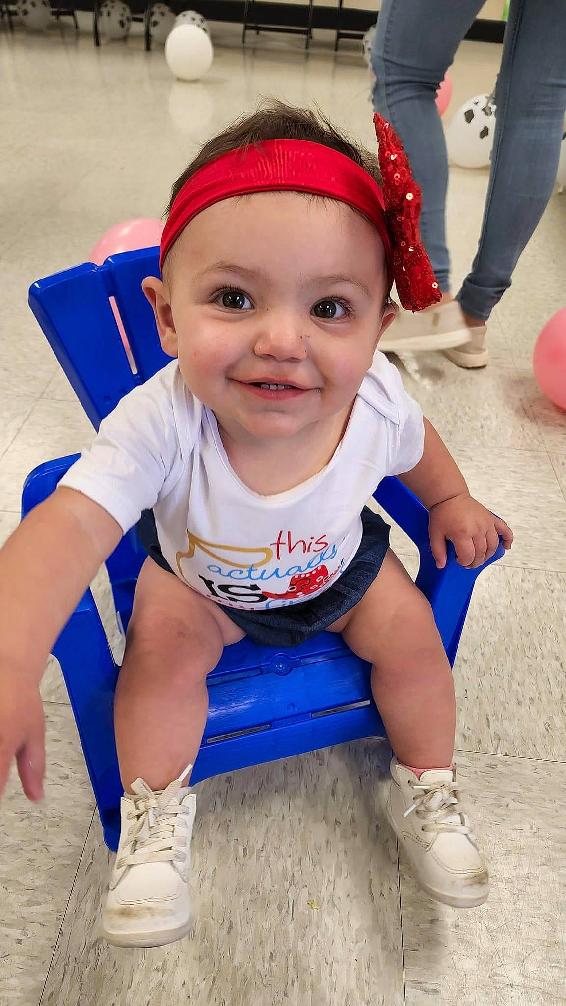 Raven joined the competition — help win amazing prizes! baby, baby_toddler_clothing, blue, carmine, child, electric_blue, fun, happy, headwear, human_leg, joy, leg, leisure, person, personal_protective_equipment, recreation, shoe, sitting, sleeve, smile
