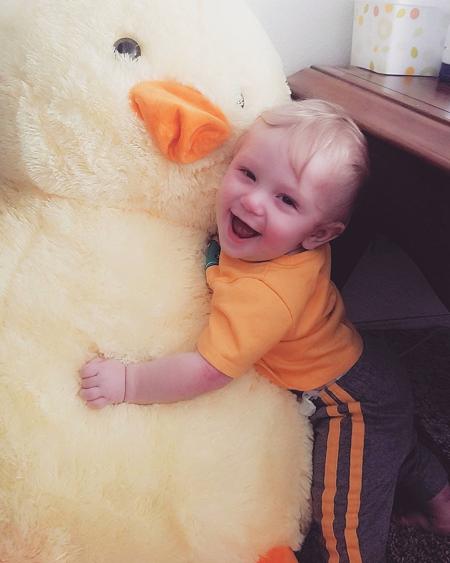 Nash is registered to the contest to win money with this photo: baby, cheek, child, joy, nose, person, pink, skin, stuffed_toy, toddler