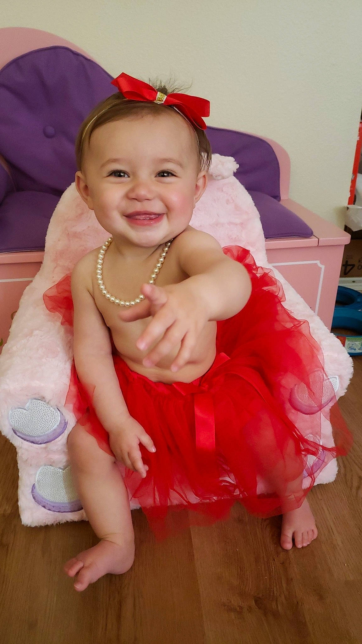 Maeleigh joined the competition — help win amazing prizes! baby, baby_toddler_clothing, cheek, child, dress, event, face, facial_expression, happy, headband, headgear, headpiece, iris, jewellery, joy, person, pink, red, skin, smile