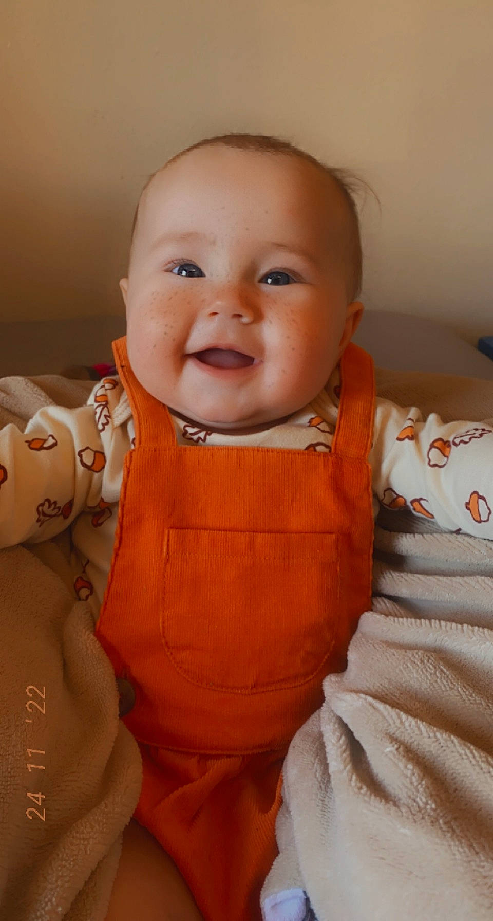 Oaklynn joined the competition — help win amazing prizes! baby, baby_toddler_clothing, carmine, cheek, child, comfort, finger, happy, jacket, joy, linens, lip, nose, peach, person, sitting, skin, sleeve, smile, t_shirt