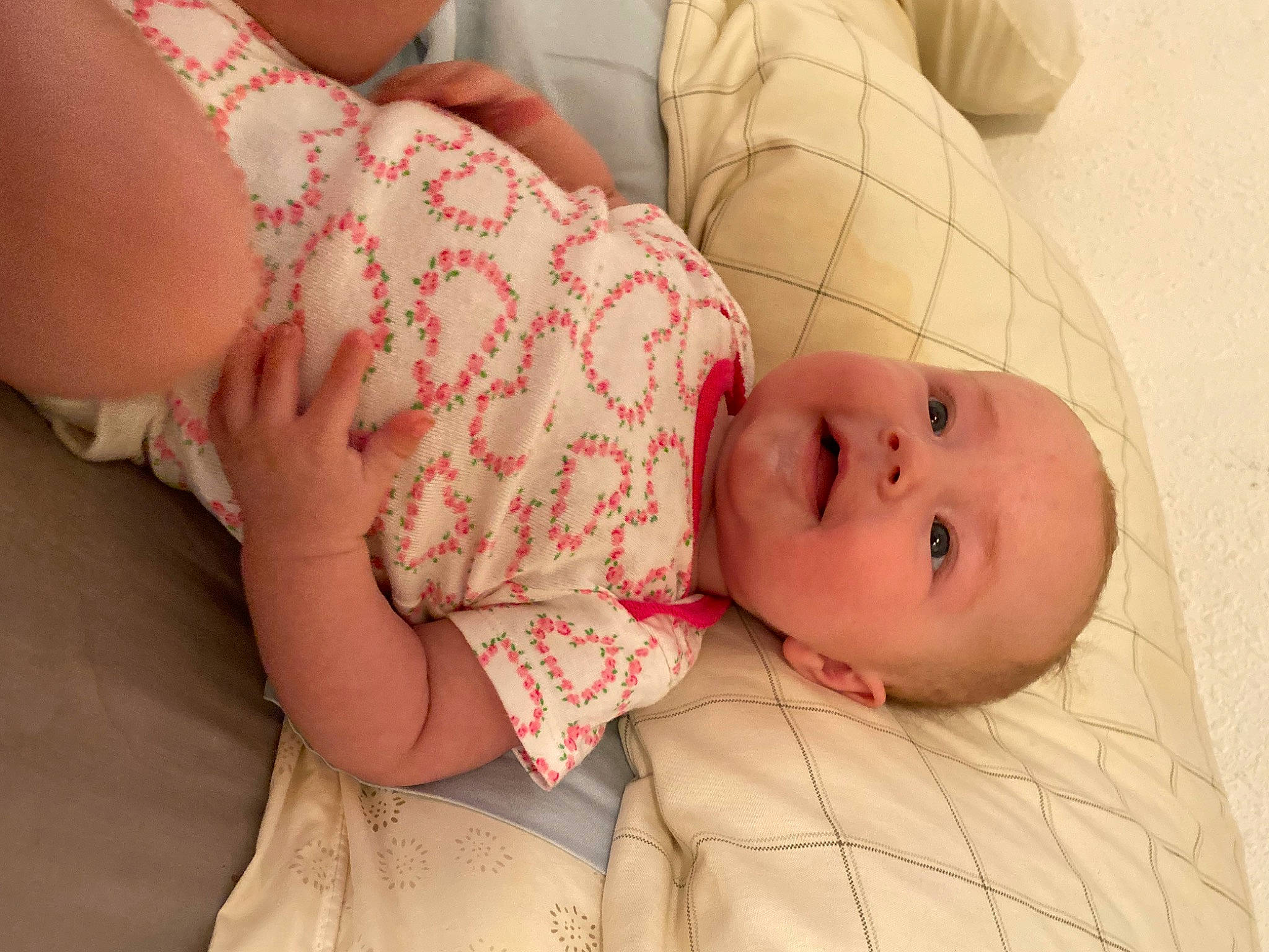 Oaklynn joined the competition — help win amazing prizes! arm, baby, baby_toddler_clothing, cheek, comfort, eye, face, facial_expression, hand, head, human_body, lip, mammal, mouth, nose, person, product, skin, sleeve, textile