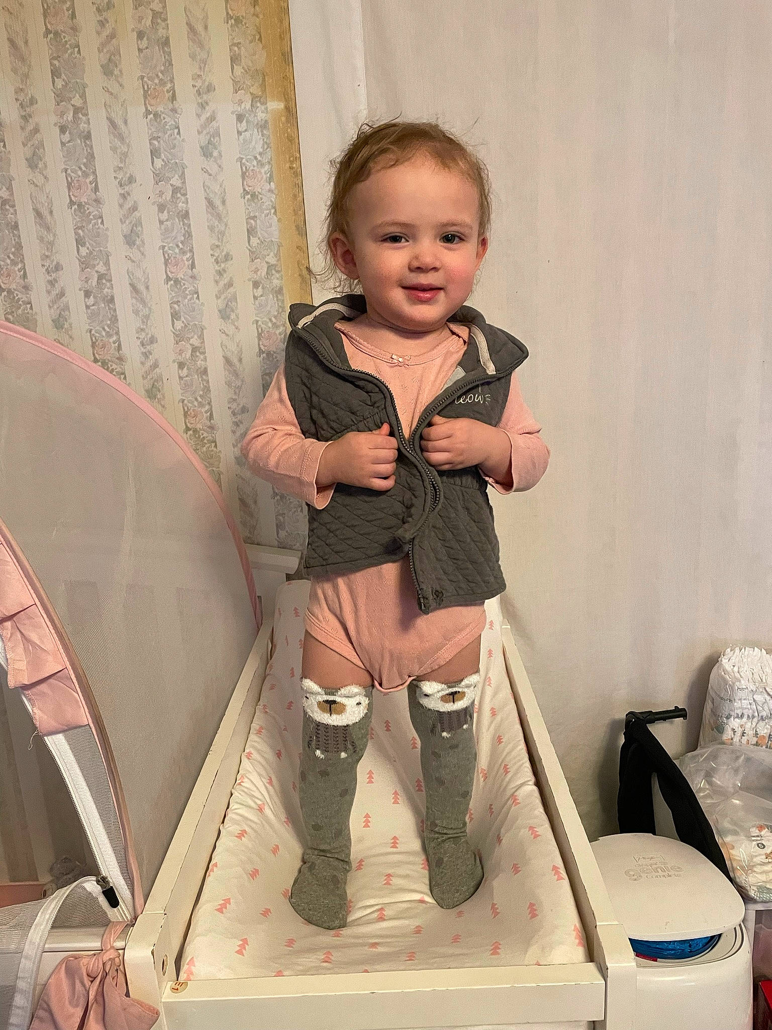 Scarlet joined the competition — help win amazing prizes! baby, baby_toddler_clothing, blond, comfort, dress, fun, human_leg, joy, knee, person, plumbing_fixture, product, shorts, shoulder, sitting, sleeve, smile, t_shirt, thigh, toddler