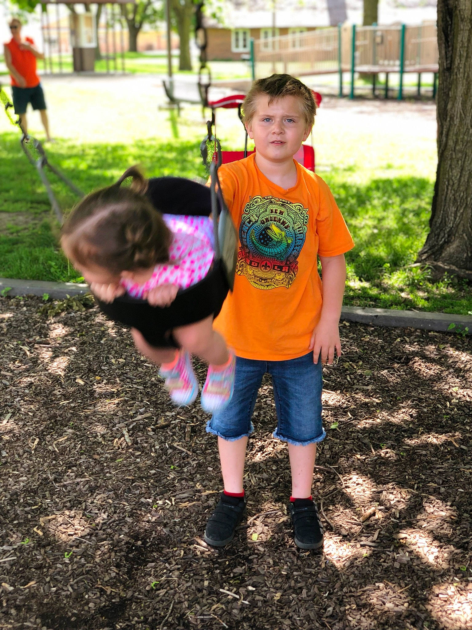 Jayce is registered to the contest to win money with this photo: adaptation, child, community, fun, grass, happy, leaf, leisure, person, pink, plant, play, playground, smile, soil, spring, style, summer, toddler, tree