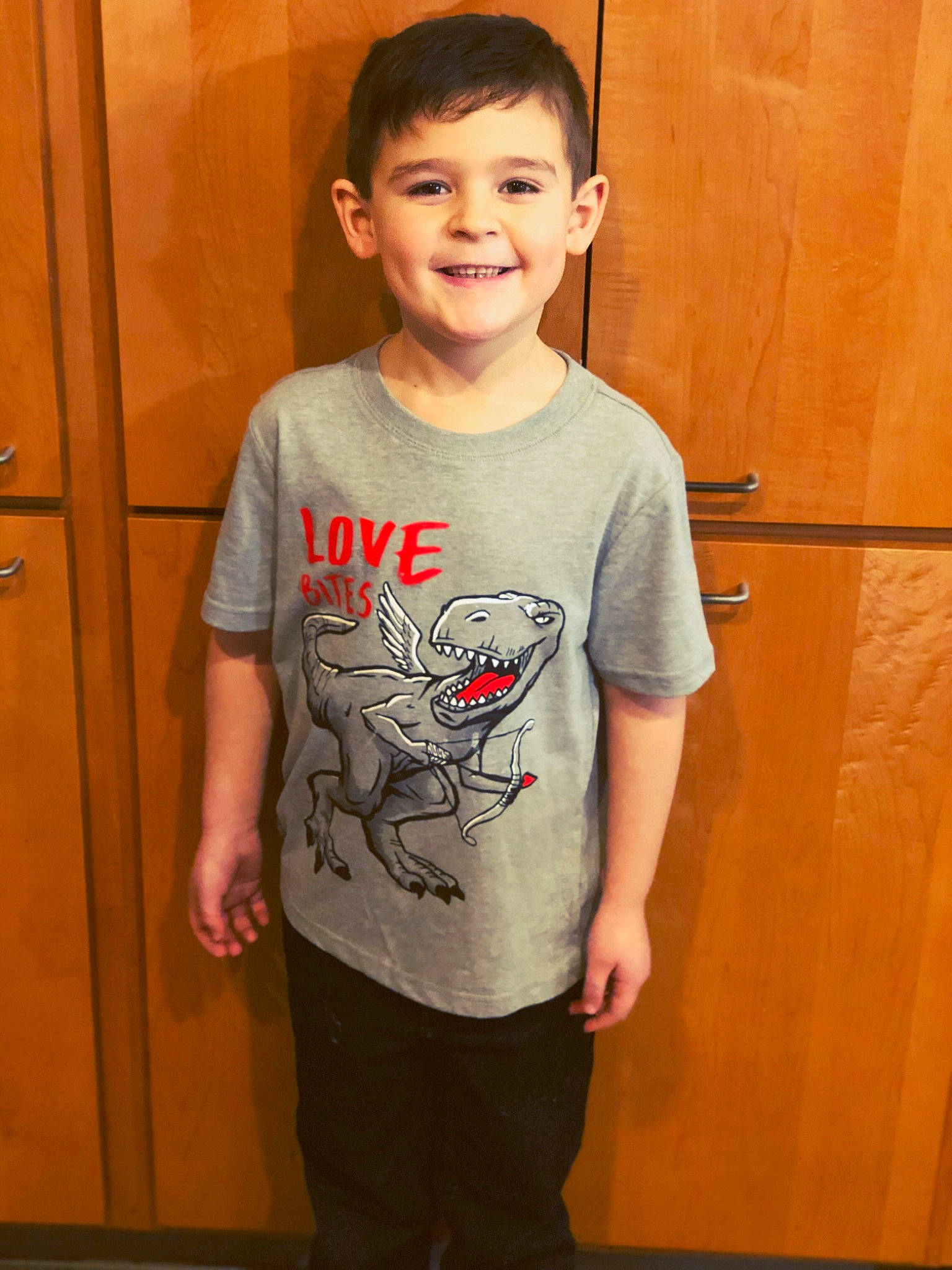 Gabe joined the competition — help win amazing prizes! child, cool, joy, neck, person, sleeve, smile, standing, t_shirt, top