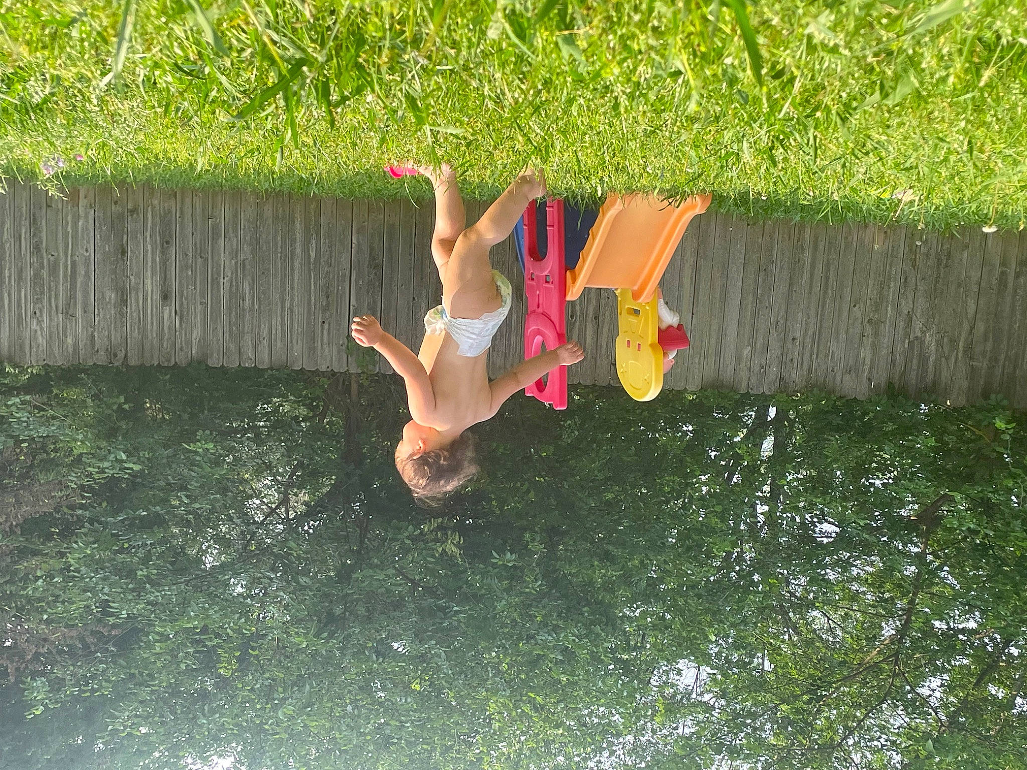 Armoni is registered to the contest to win money with this photo: balance, barefoot, dress, fun, grass, happy, human_leg, jumping, knee, landscape, leisure, people_in_nature, person, plant, recreation, shorts, swimwear, thigh, toddler, tree