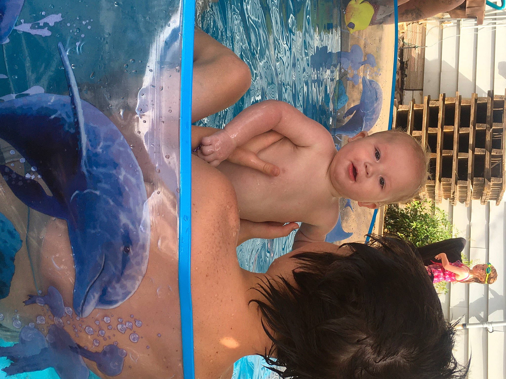 Billy is registered to the contest to win money with this photo: art, baby, bathing, blue, chest, child, design, fin, fun, happy, headwear, leisure, marine_biology, muscle, person, plant, recreation, snapshot, swimming_pool, toddler