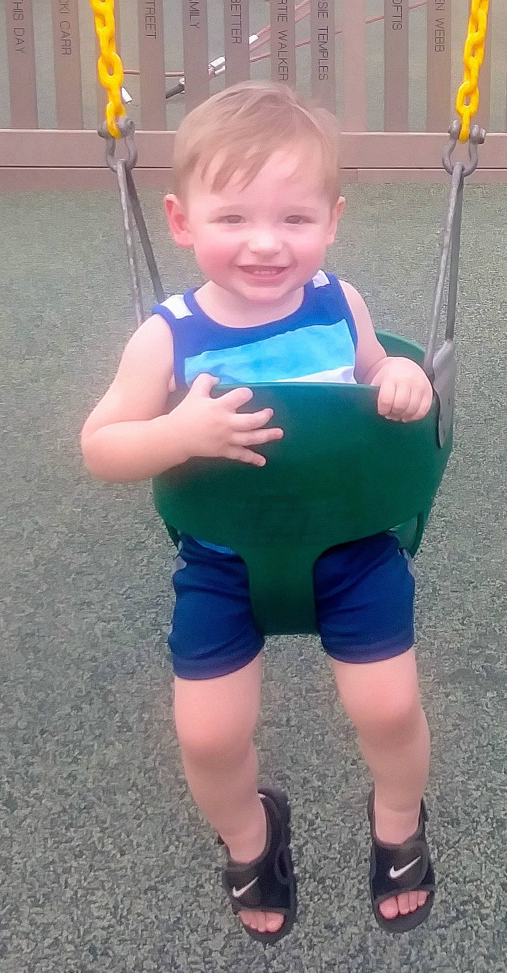 Damion joined the competition — help win amazing prizes! child, electric_blue, joy, leg, person, play, smile, swing, thigh, toddler