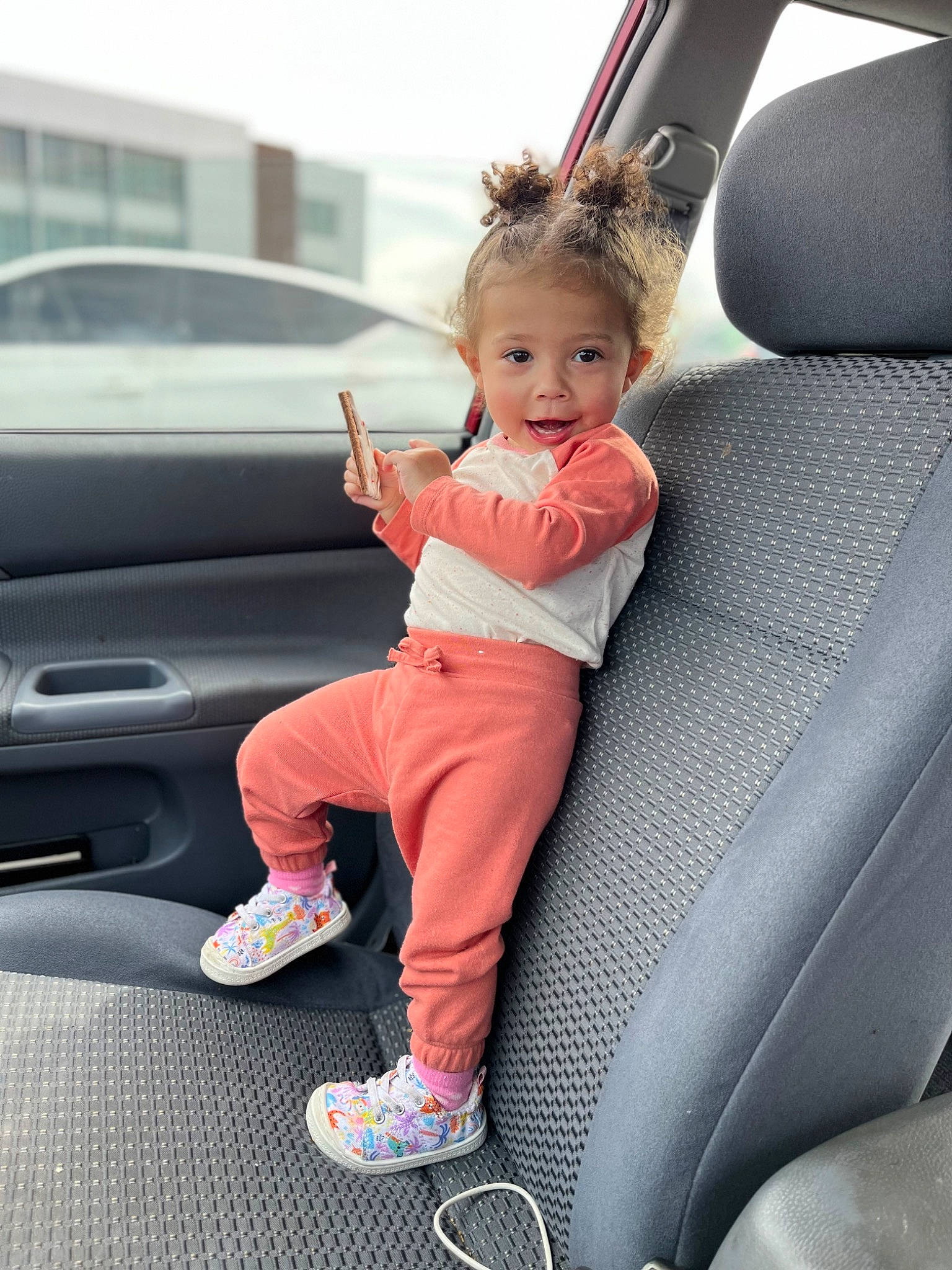 Alayna joined the competition — help win amazing prizes! auto_part, automotive_design, automotive_exterior, baby_toddler_clothing, car, car_seat, comfort, facial_expression, family_car, finger, leg, mid_size_car, mode_of_transport, motor_vehicle, person, personal_luxury_car, pink, toddler, vehicle, vehicle_door