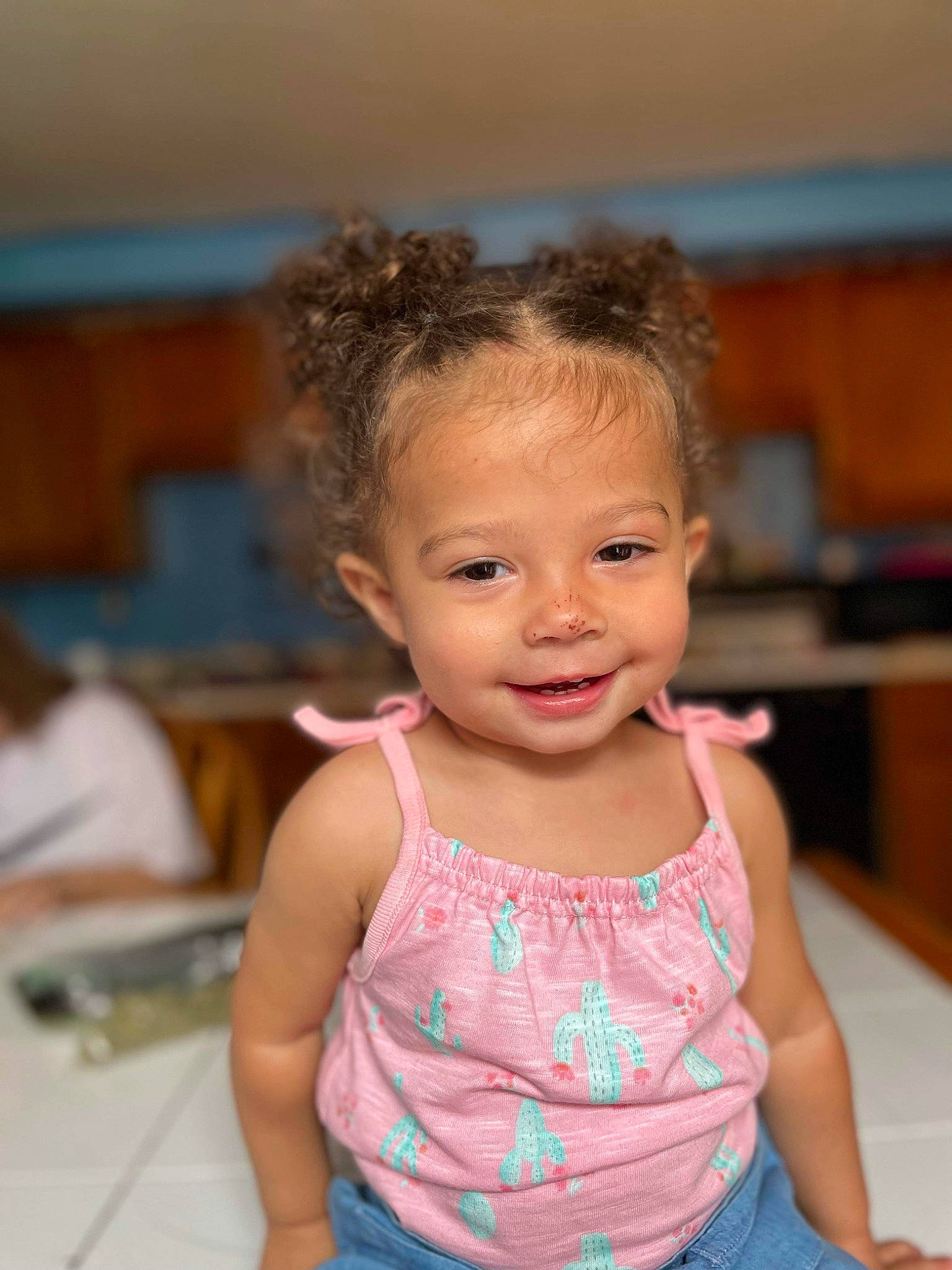 Alayna joined the competition — help win amazing prizes! baby, baby_toddler_clothing, cheek, chin, eye, eyelash, face, fun, hair, hairstyle, happy, head, iris, jeans, joy, leisure, lip, nose, person, skin