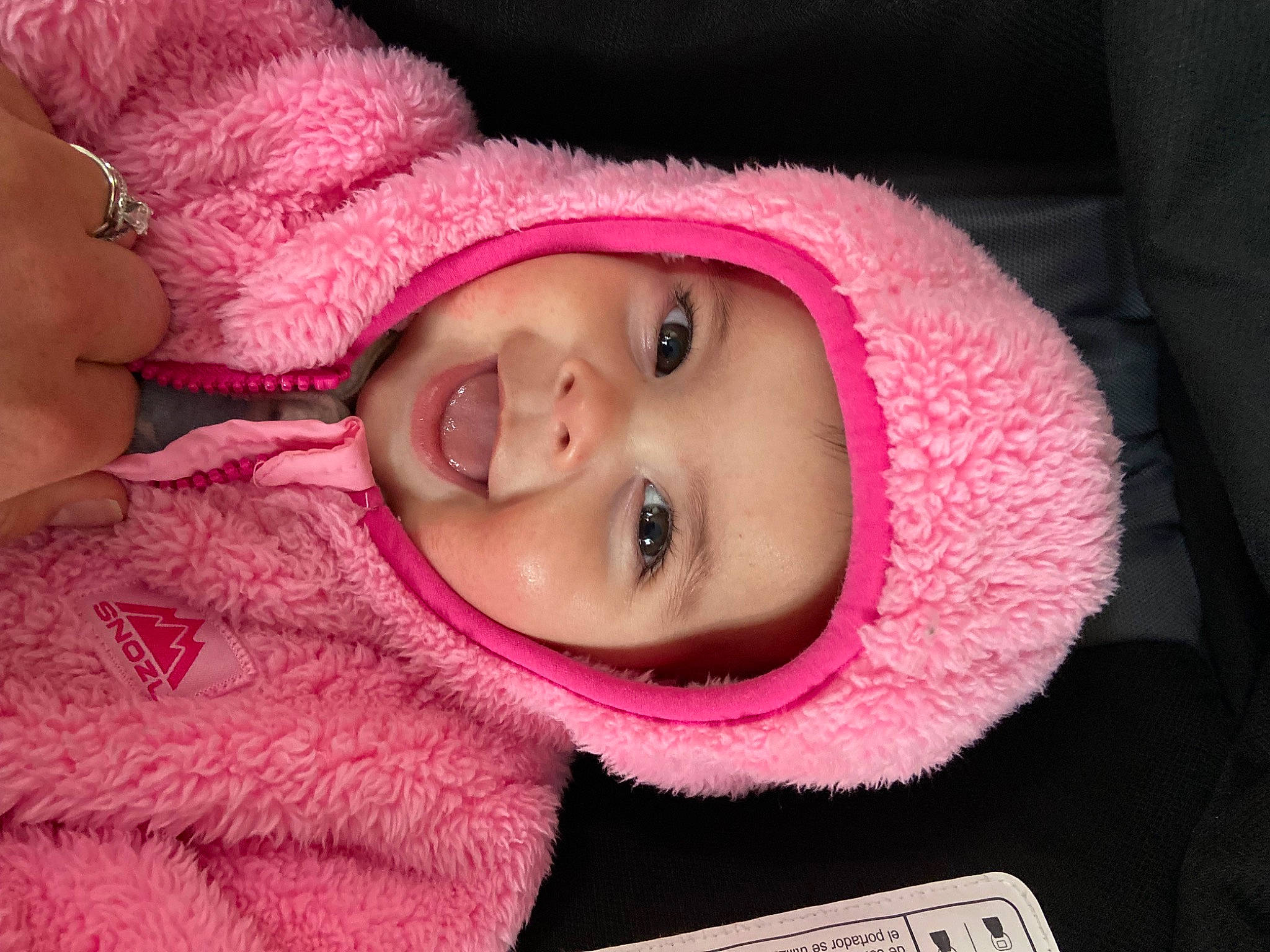 Charlotte is registered to the contest to win money with this photo: cap, cheek, child, eye, eyebrow, eyelash, face, happy, head, headwear, human_body, iris, joy, lip, magenta, mouth, nose, person, pink, skin