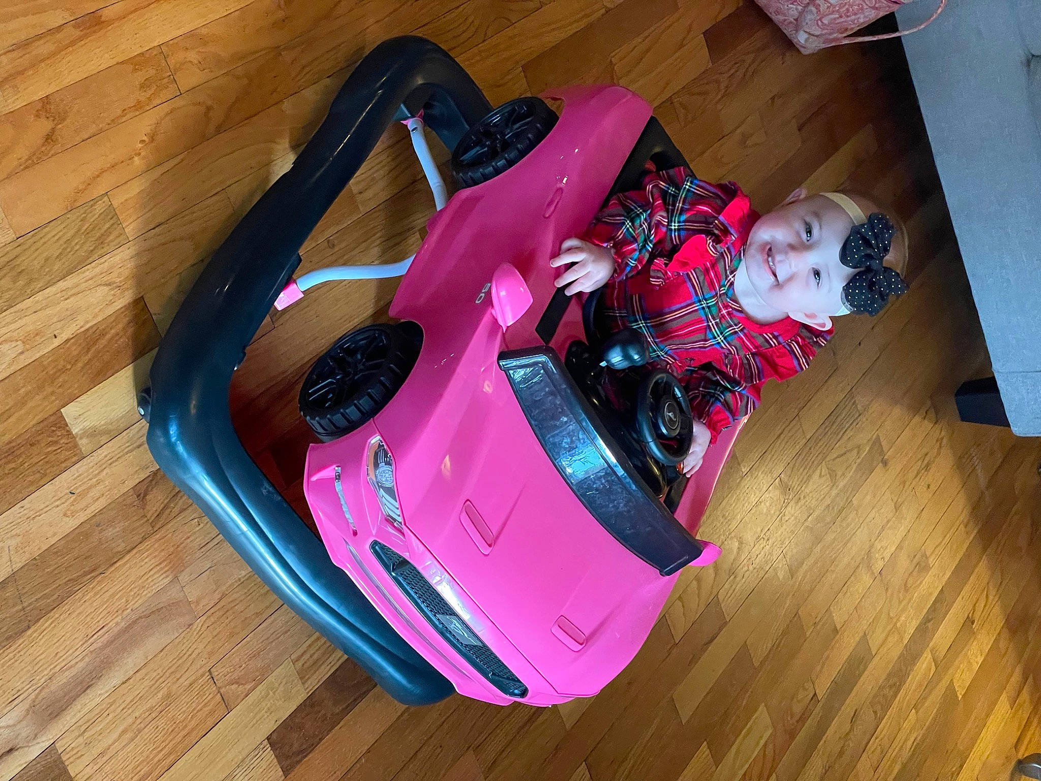 Jacquelyn joined the competition — help win amazing prizes! automotive_design, automotive_exterior, automotive_lighting, automotive_tire, bag, bumper, car, flooring, gadget, hardwood, headwear, joy, luggage_and_bags, magenta, motor_vehicle, person, tire, toy, trunk, vehicle