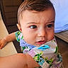 Amari joined the competition — help win amazing prizes! toddler, child, face, expression, curious, indoors, bedroom, clothing, floral_shirt, bow_tie, skin, hair, arm, person, portrait, young_child, cute, looking_away, close_up, furniture