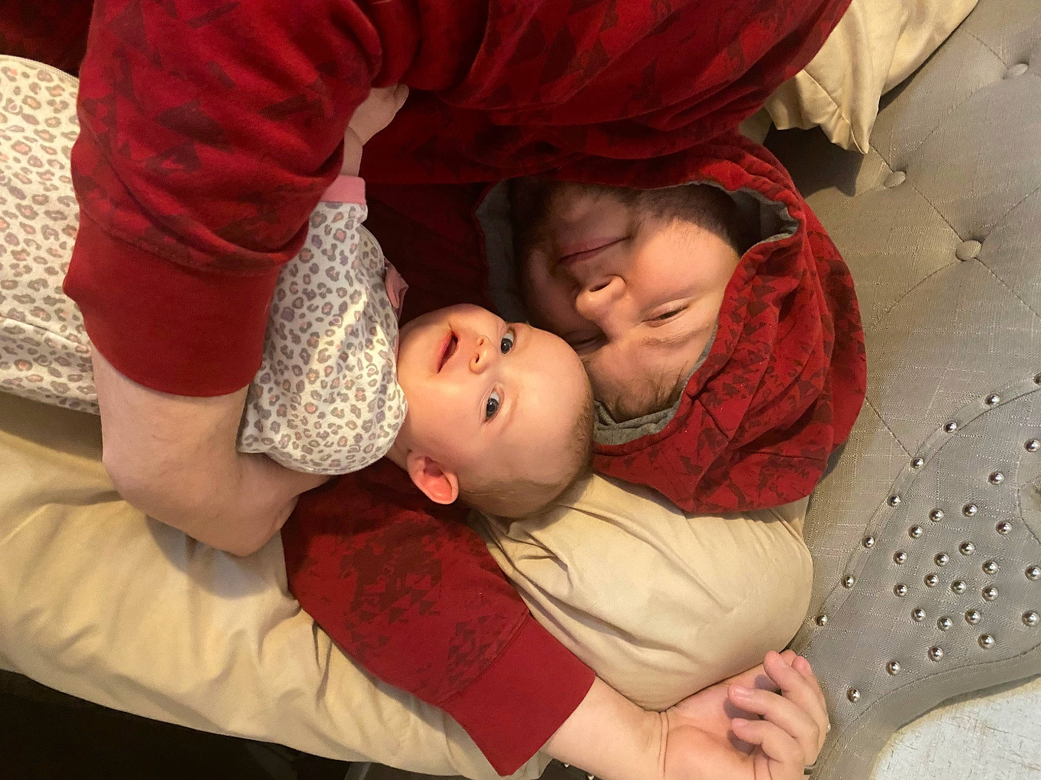 Serenity joined the competition — help win amazing prizes! baby, baby_toddler_clothing, cheek, child, comfort, facial_expression, fun, hand, happy, headwear, interaction, mouth, pattern, person, red, sitting, skin, smile, textile, toddler