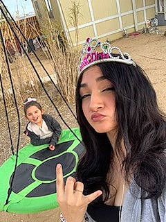 Audrina is registered to the contest to win money with this photo: bangs, cap, child, cool, costume, eyelash, eyewear, fashion_accessory, fun, fur, grass, hair_coloring, happy, headband, headpiece, jewellery, joy, leisure, necklace, person