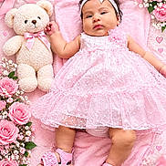 Ailany joined the competition — help win amazing prizes! baby, infant, child, portrait, pink, dress, headband, flower, roses, teddy_bear, toy, blanket, lying_down, smiling, face, outdoor_style, floral, sandals, nursery, photography
