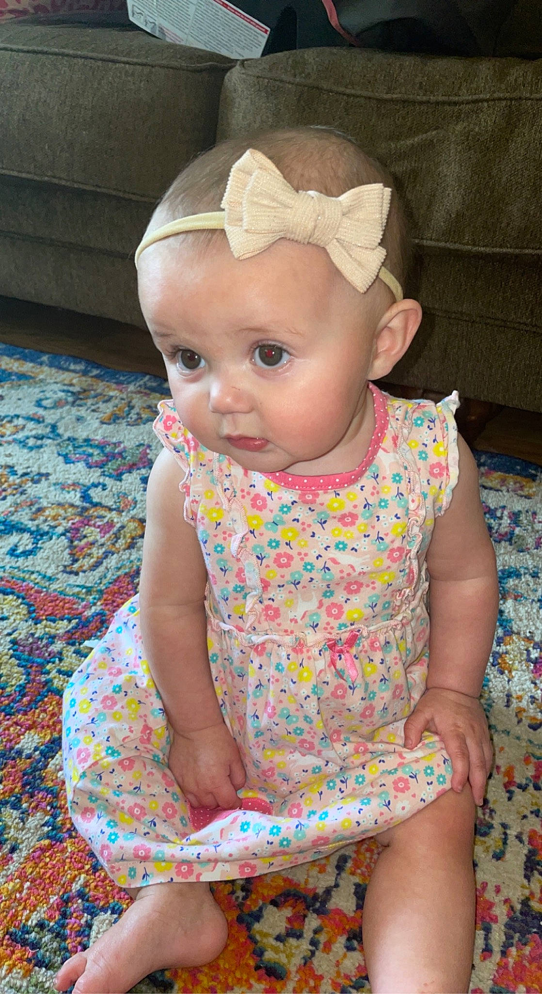 Chanel joined the competition — help win amazing prizes! baby, baby_toddler_clothing, cheek, child, chin, dress, facial_expression, fashion_accessory, fun, grass, human_leg, iris, pattern, person, pink, product, sitting, skin, sleeve, thigh