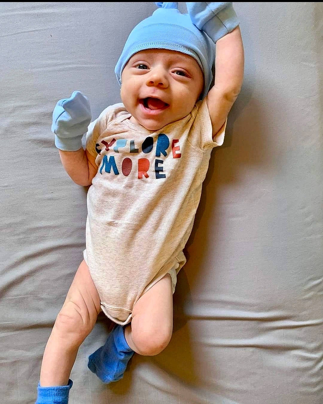 Brenden joined the competition — help win amazing prizes! baby, baby_products, baby_safety, baby_toddler_clothing, baseball_cap, cap, child, elbow, electric_blue, face, gesture, happy, hat, headwear, human_leg, knee, person, portrait_photography, sleeve, t_shirt