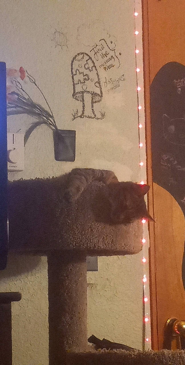 Mazikeen joined the competition — help win amazing prizes! art, artifact, cross, design, font, illustration, metal, modern_art, paper, pattern, rectangle, religious_item, room, shadow, symbol, tail, tints_and_shades, visual_arts, wall, wood