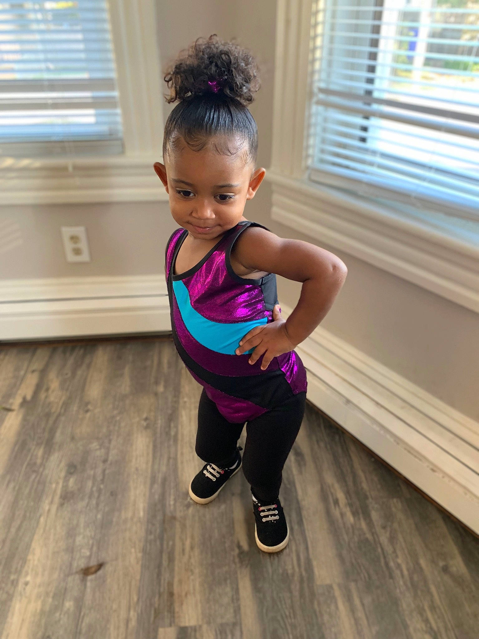Melodyrose joined the competition — help win amazing prizes! arm, baby, child, dance, floor, flooring, footwear, hardwood, joint, leg, person, pink, purple, shoe, shoulder, skin, smile, sportswear, standing, toddler
