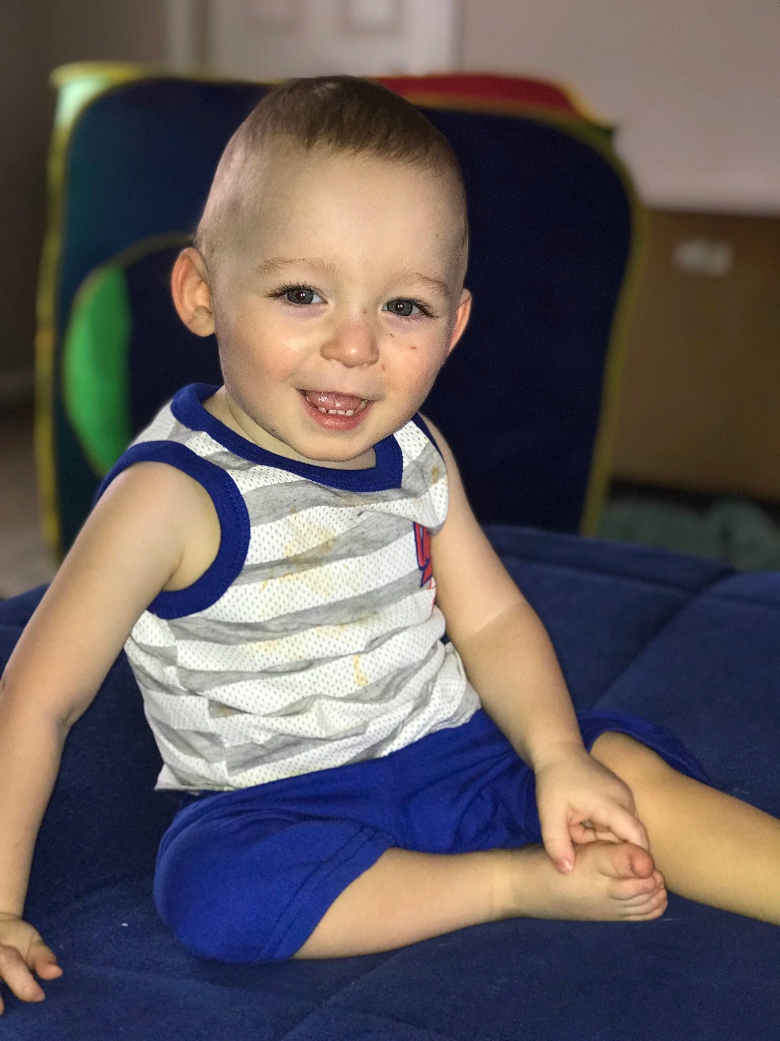 Micah joined the competition — help win amazing prizes! arm, baby, cheek, child, chin, eye, face, facial_expression, family, fun, happy, head, joy, leg, person, play, sitting, skin, smile, sportswear