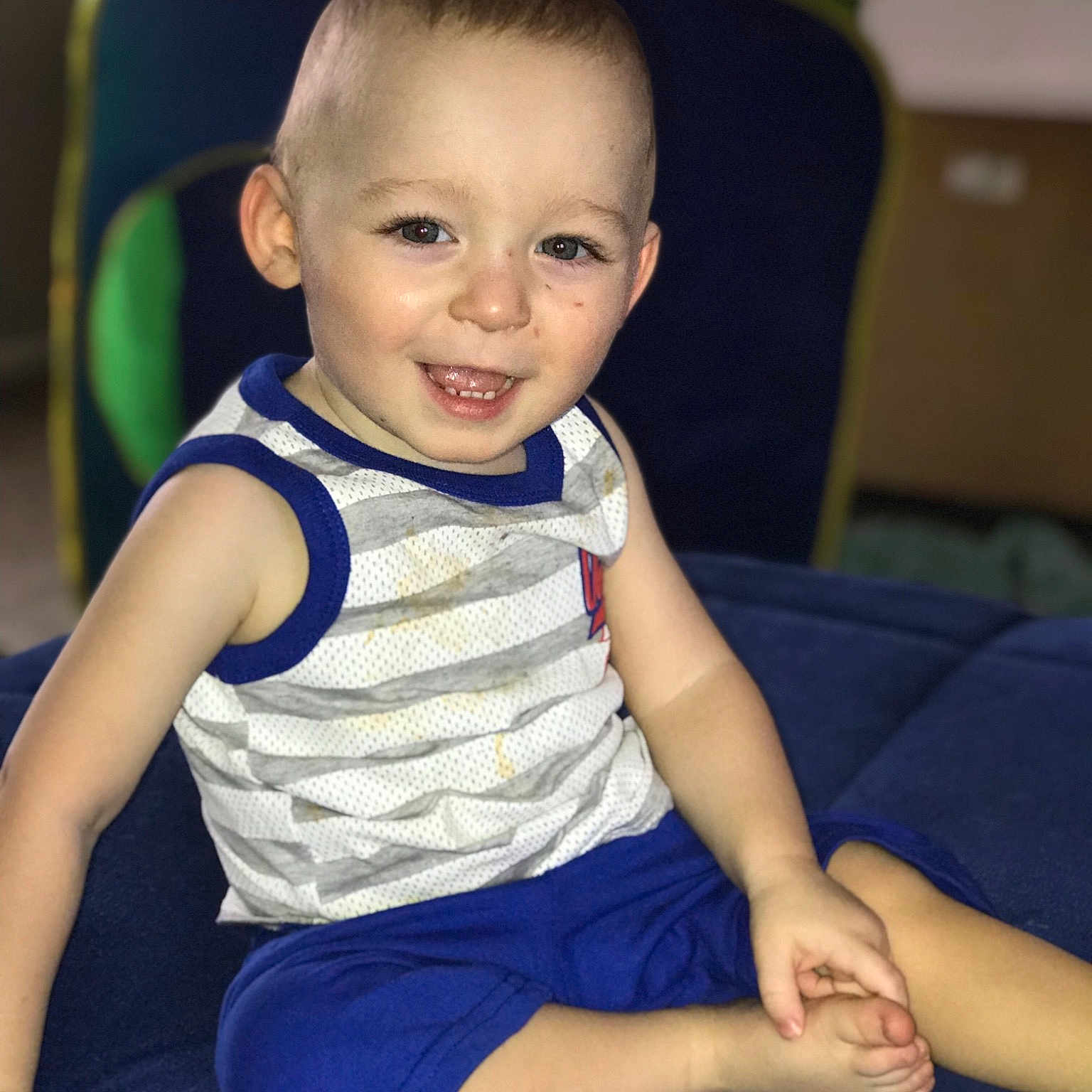 Micah joined the competition — help win amazing prizes! arm, baby, cheek, child, chin, eye, face, facial_expression, family, fun, happy, head, joy, leg, person, play, sitting, skin, smile, sportswear