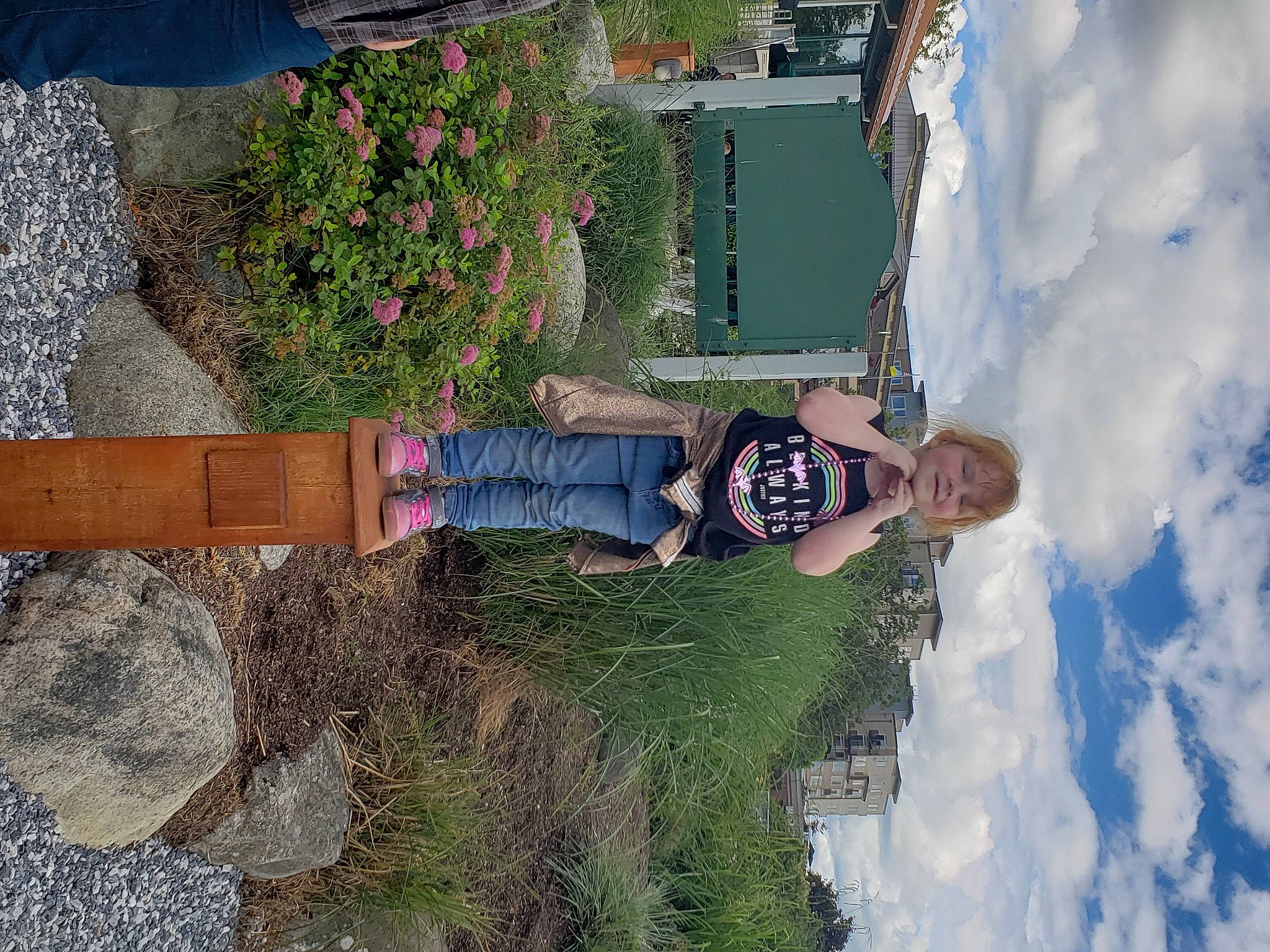 Peyton joined the competition — help win amazing prizes! cloud, flower, fun, garden, grass, green, groundcover, house, joy, landscape, landscaping, leisure, person, plant, shadow, shrub, sky, soil, tree, vacation