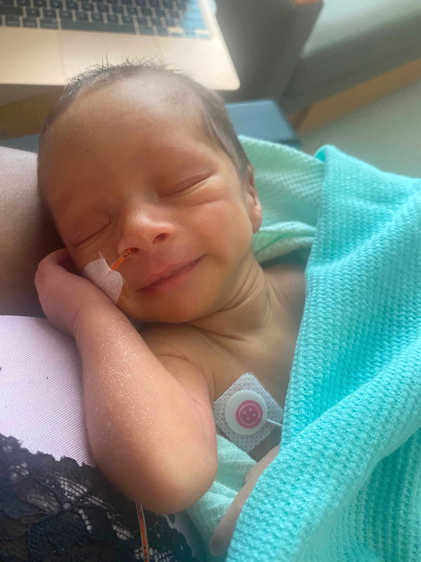 Kingston joined the competition — help win amazing prizes! baby, blanket, child, closeup, comfort, cute, face, hand, hospital, indoors, infant, medical_tube, newborn, peaceful, person, resting, skin, sleeping, smiling, soft