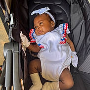 Summer joined the competition — help win amazing prizes! baby, black_hair, bow, car_seat, child, comfort, cute, headband, indoors, infant, mittens, newborn, peaceful, portrait, relaxing, sleepy, socks, soft_lighting, stroller, white_outfit