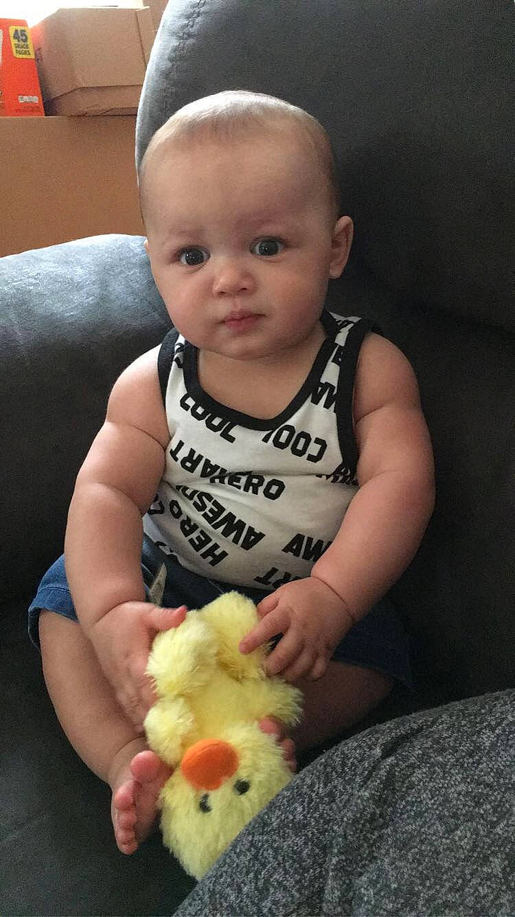 Jaxson joined the competition — help win amazing prizes! baby, cheek, child, comfort_food, eating, face, food, head, nose, person, play, toddler