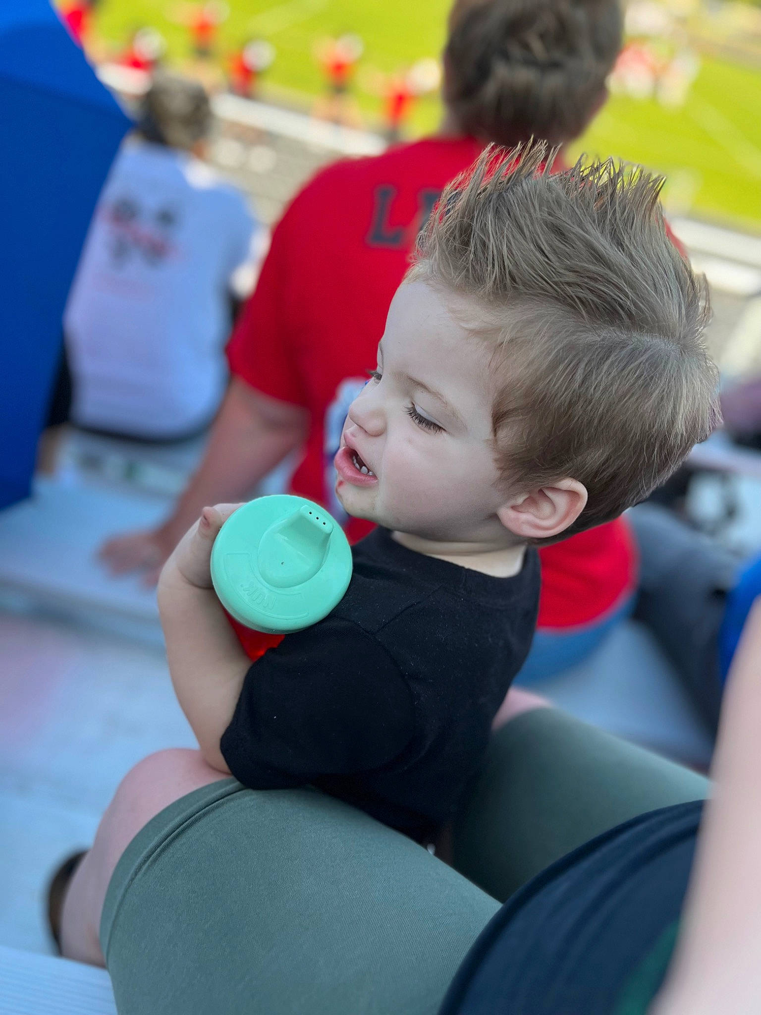 Greyson joined the competition — help win amazing prizes! child, event, fun, happy, joint, leisure, person, recreation, red, room, sitting, t_shirt, thigh, toddler, vacation