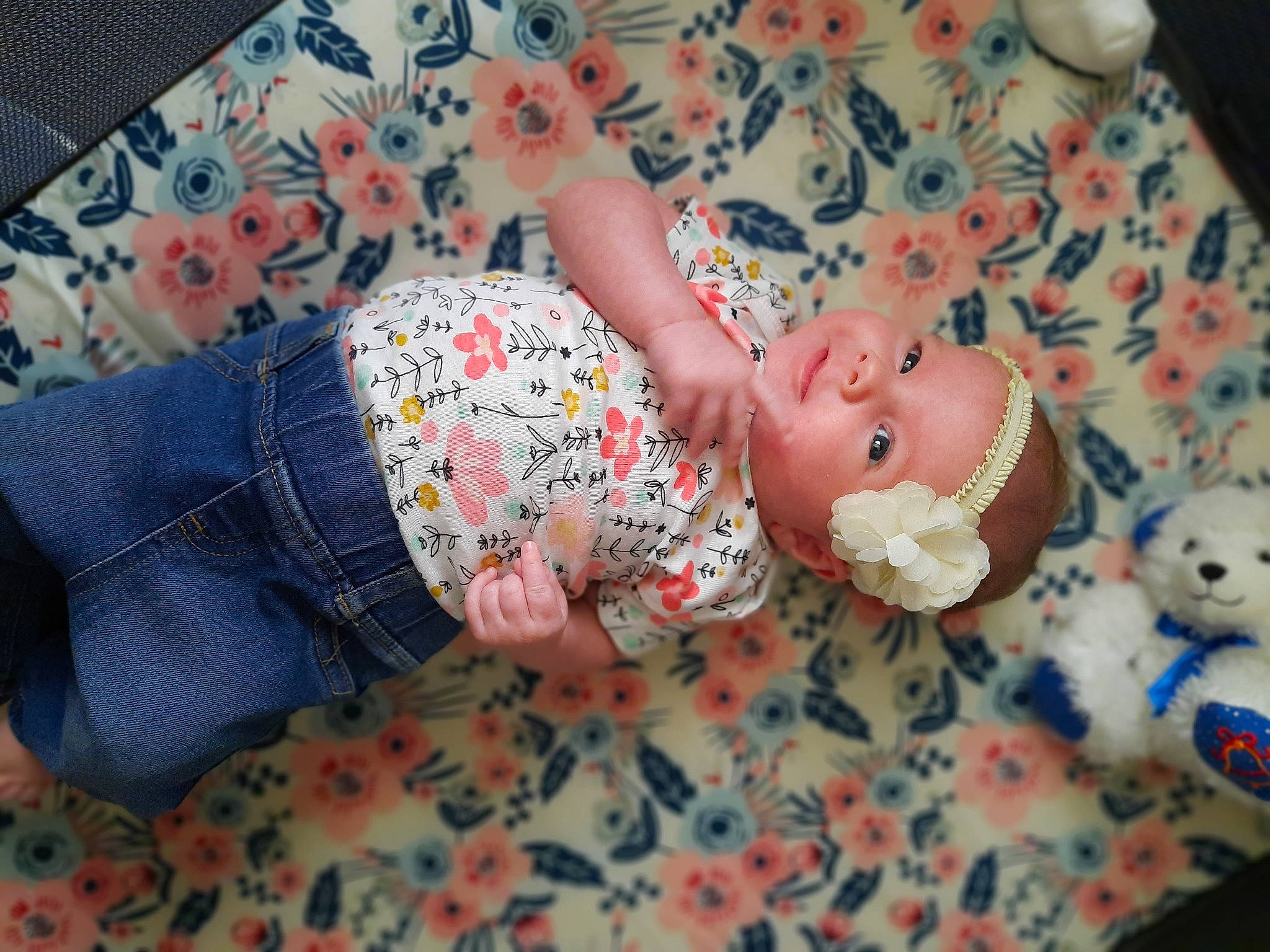 Cadence is registered to the contest to win money with this photo: baby, baby_products, baby_sleeping, baby_toddler_clothing, bedtime, child, comfort, doll, dress, eye, face, head, headwear, human_body, linens, nail, pattern, person, skin, sleeve