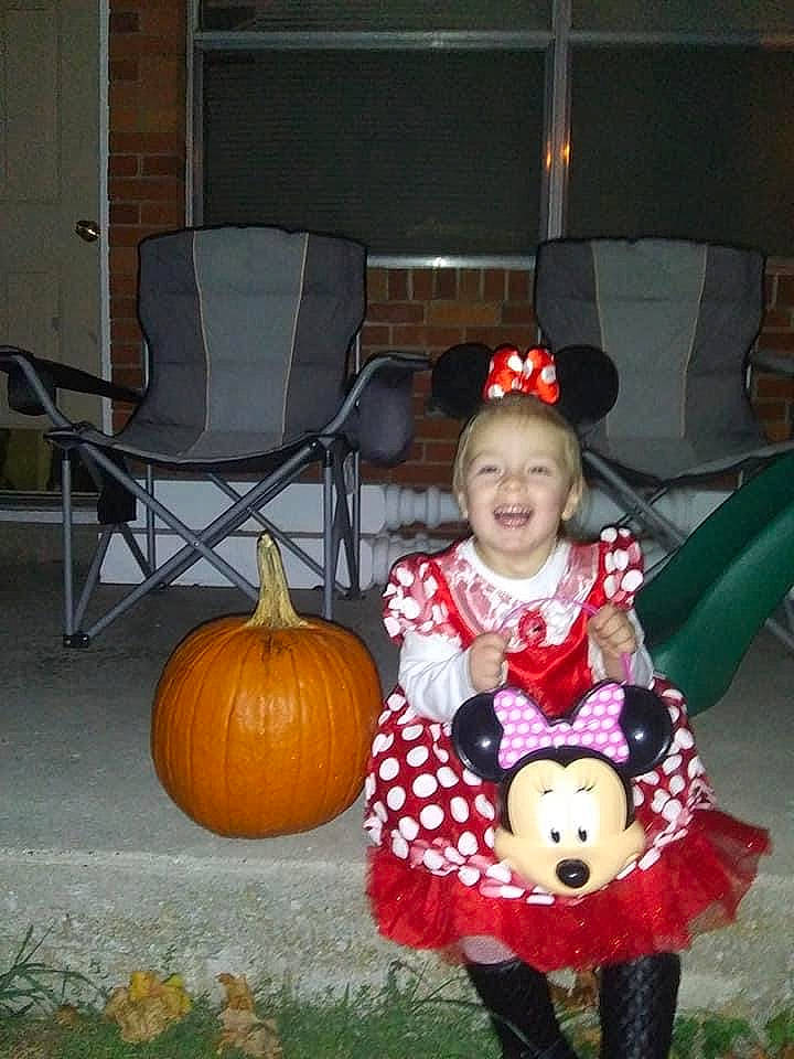 Addyson is registered to the contest to win money with this photo: calabaza, child, costume, cucurbita, joy, person, pumpkin, toddler, trick_or_treat