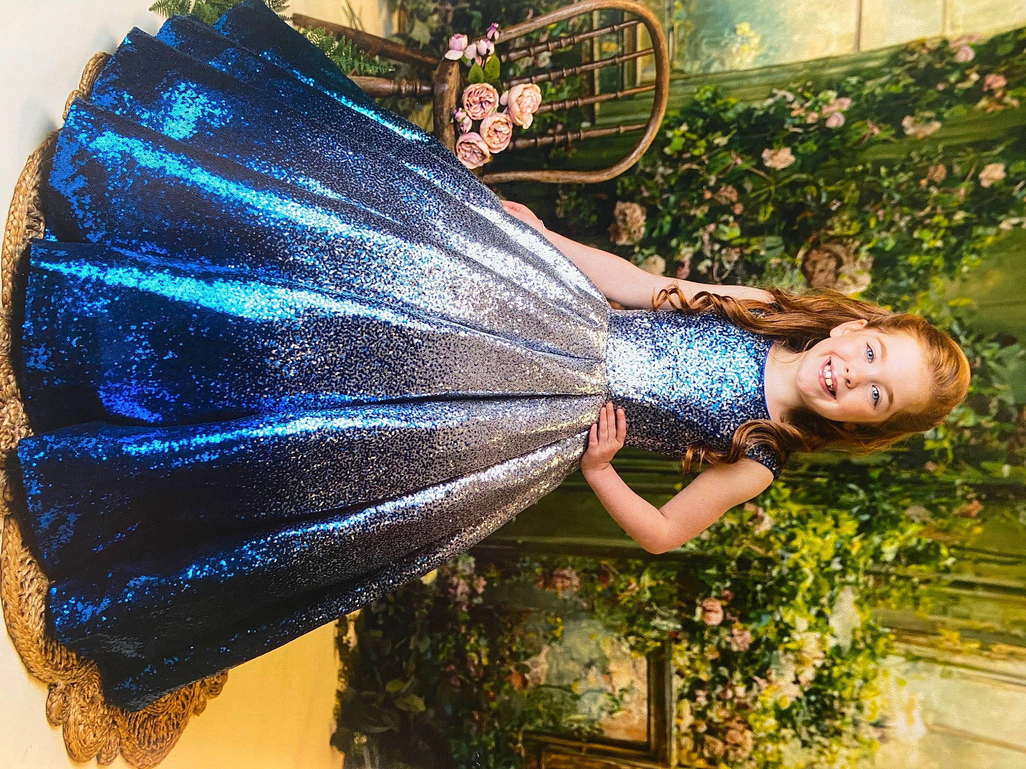 Julianna is registered to the contest to win money with this photo: bridal_accessory, dress, electric_blue, event, fashion_accessory, fashion_design, flash_photography, formal_wear, fun, grass, happy, joy, leisure, magenta, pattern, people_in_nature, person, plant, shoulder, smile