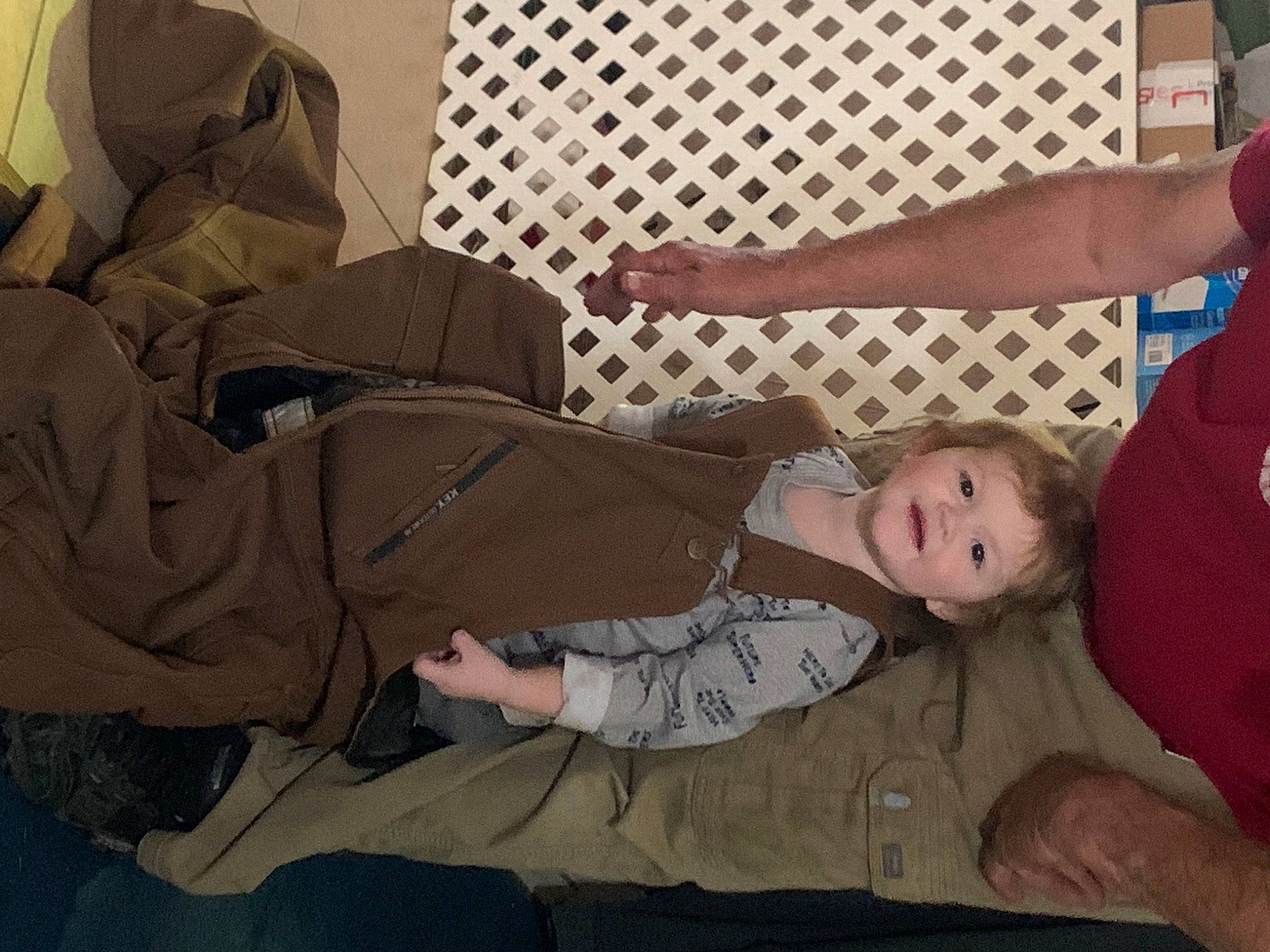 Weston is registered to the contest to win money with this photo: abdomen, baby, child, comfort, elbow, flooring, fun, human_leg, joint, knee, lap, pattern, person, room, sitting, sleep, thigh, toddler, tree, trunk