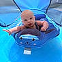 Waylon joined the competition — help win amazing prizes! baby, child, pool, water, float, baby_float, blue, sunshade, infant, swimming, outdoor, summer, cute, tongue_out, playful, person, skin, face, arm, sunlight