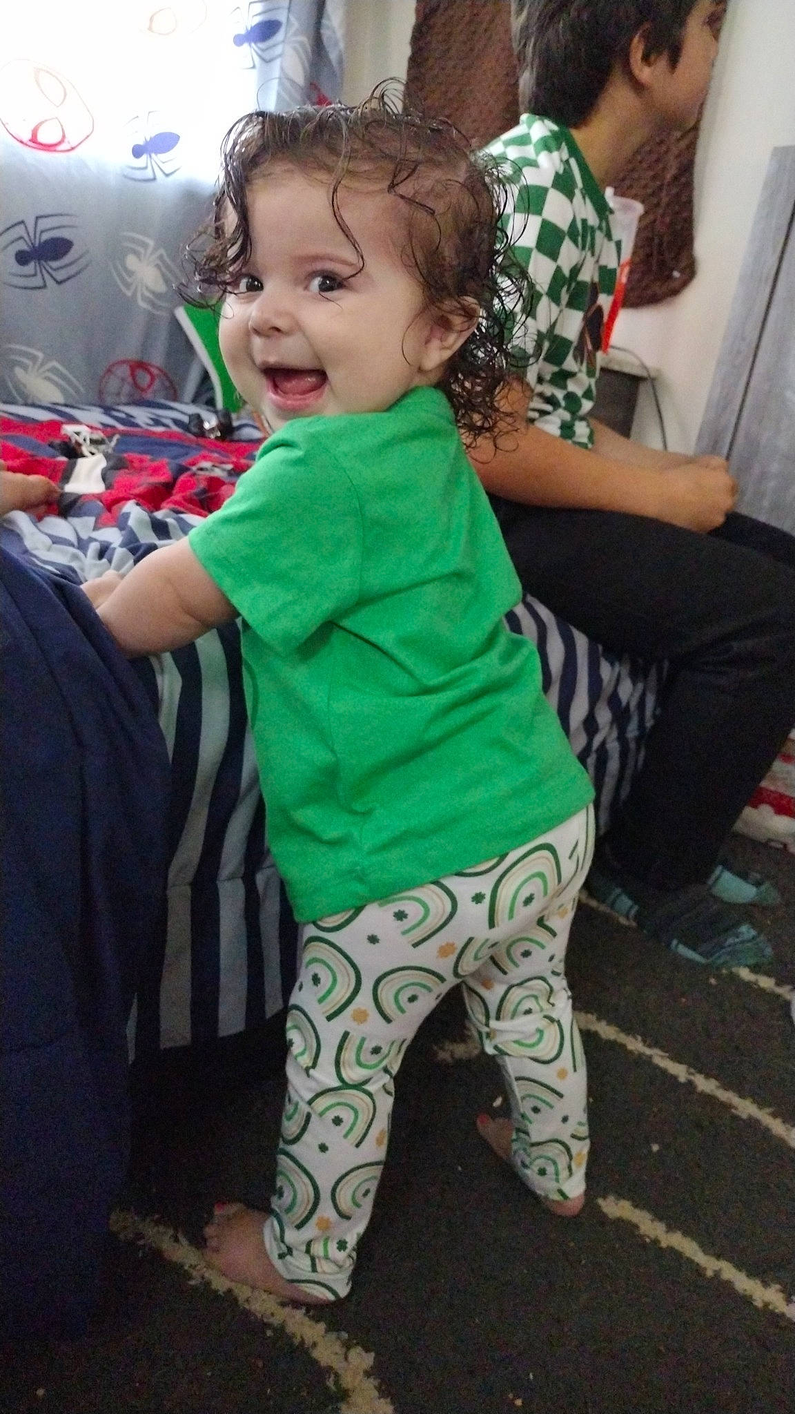 Heaven joined the competition — help win amazing prizes! baby, baby_toddler_clothing, child, cool, hairstyle, happy, head, human, joint, people, person, shoulder, skin, sleeve, smile, sportswear, standing, t_shirt, thigh, toddler