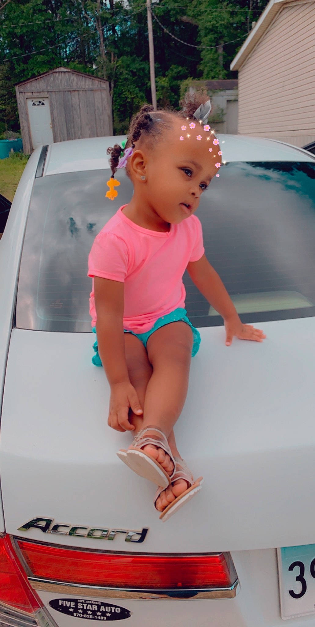 Ava is registered to the contest to win money with this photo: car, child, fun, leg, person, summer, toddler, vacation, vehicle