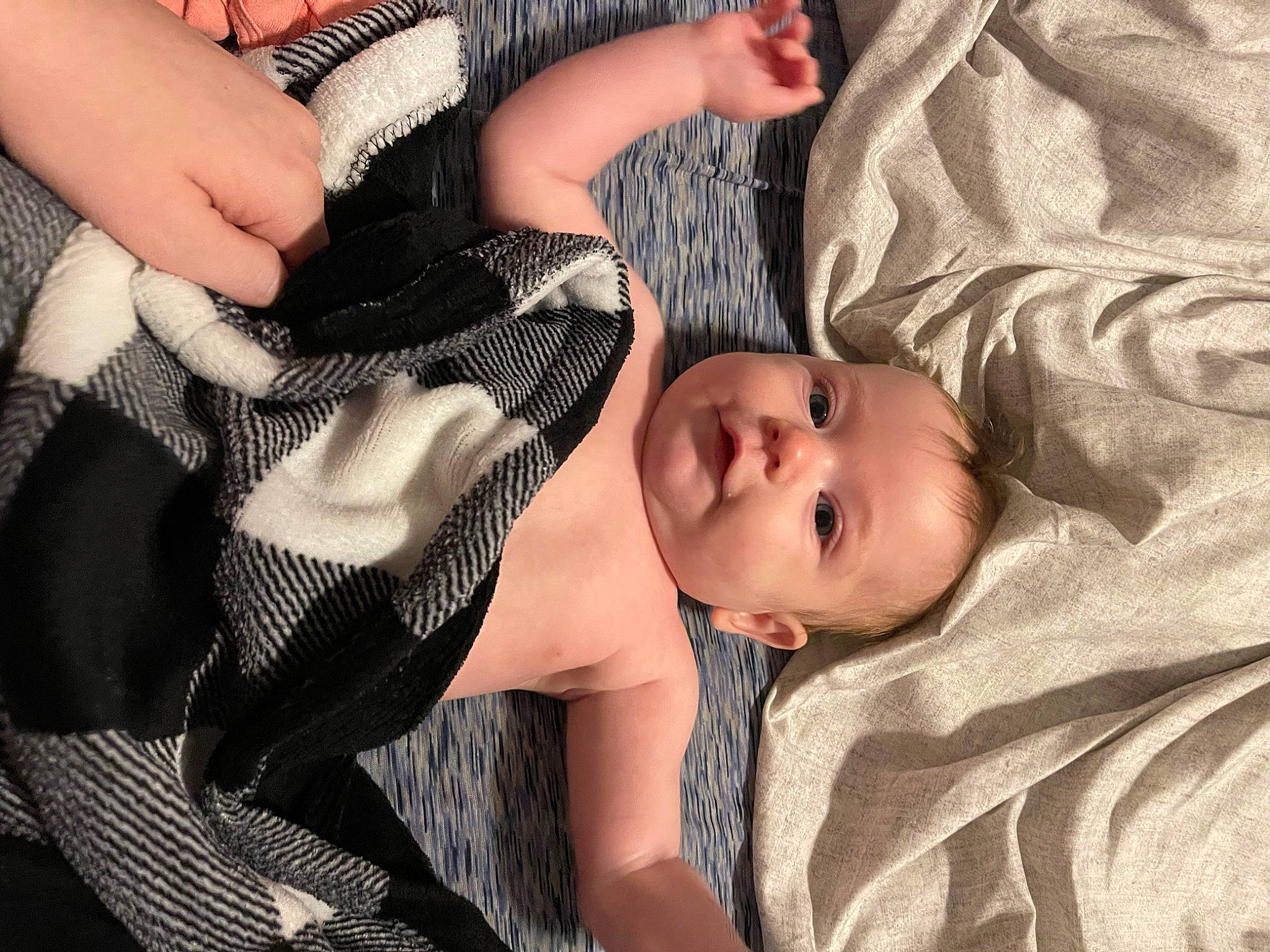Avery is registered to the contest to win money with this photo: abdomen, baby, chest, comfort, dress, eye, eyelash, finger, hand, head, human_body, human_leg, leg, nail, neck, pattern, person, thigh, toddler, trunk