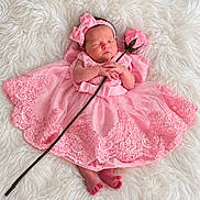Gracie joined the competition — help win amazing prizes! newborn, baby, sleeping, portrait, pink_dress, flower, rose, headband, bow, lace, tulle, skirt, fluffy_blanket, white_background, infant, hands, feet, posed, studio_photography, cute