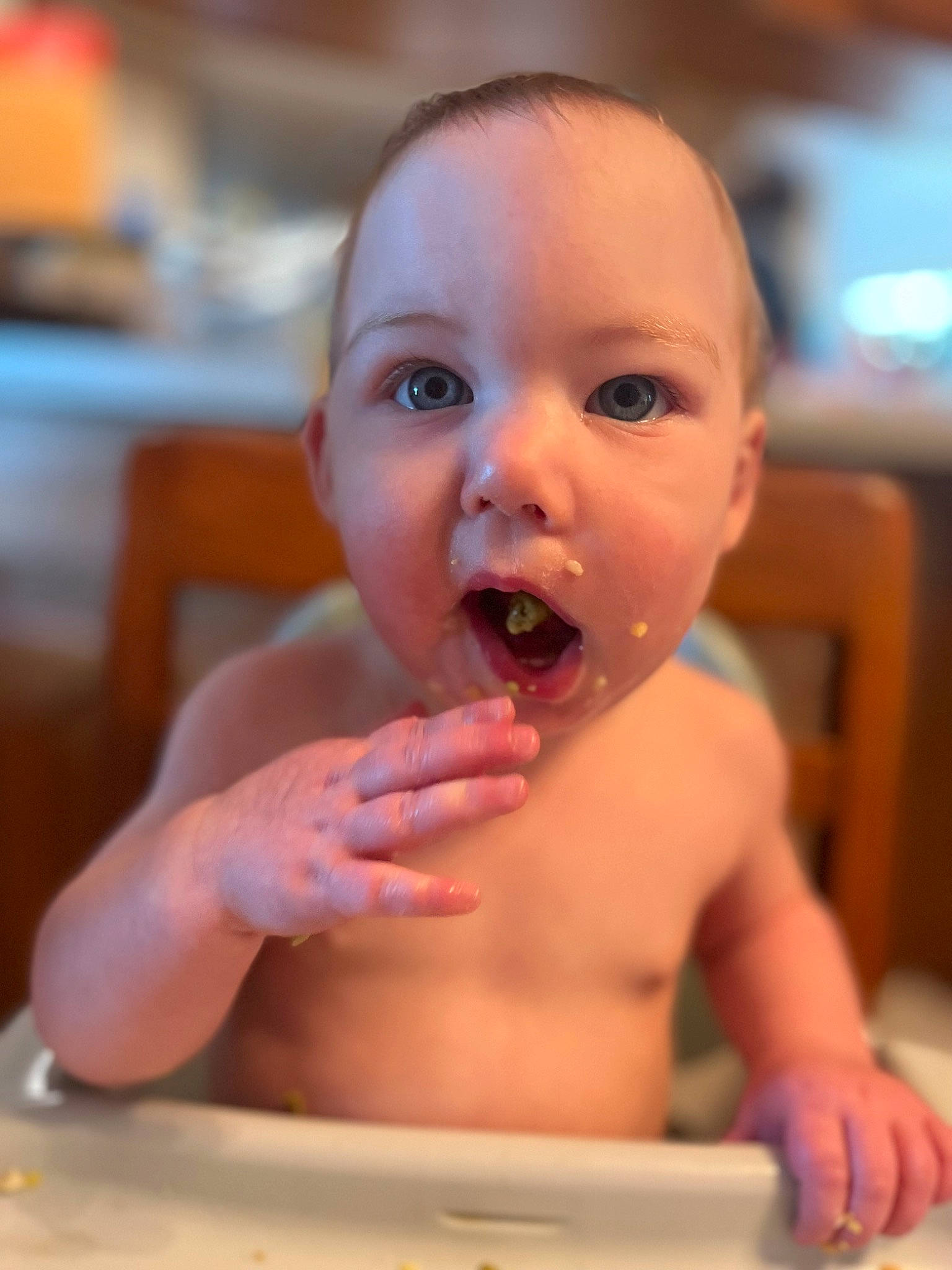 Traci joined the competition — help win amazing prizes! abdomen, baby, bathing, cheek, chest, eyelash, food, fun, gesture, happy, iris, lip, mouth, neck, nose, person, sitting, skin, surprise, sweetness