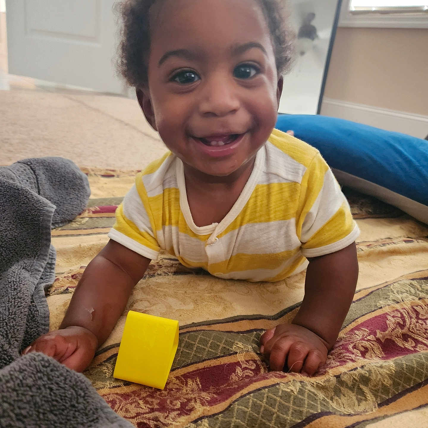 Gabriel joined the competition — help win amazing prizes! baby, bed, bedroom, bodypart, couch, crawling, face, finger, furniture, hand, happy, head, homedecor, indoors, person, photography, portrait, room, sitting, smile