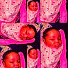 Amoura Lee joined the competition — help win amazing prizes! baby, infant, sleeping, portrait, collage, pink, magenta, red_tint, blanket, bib, floral_pattern, indoors, close_up, face, eyes_closed, peaceful, newborn, baby_clothing, textile, photography