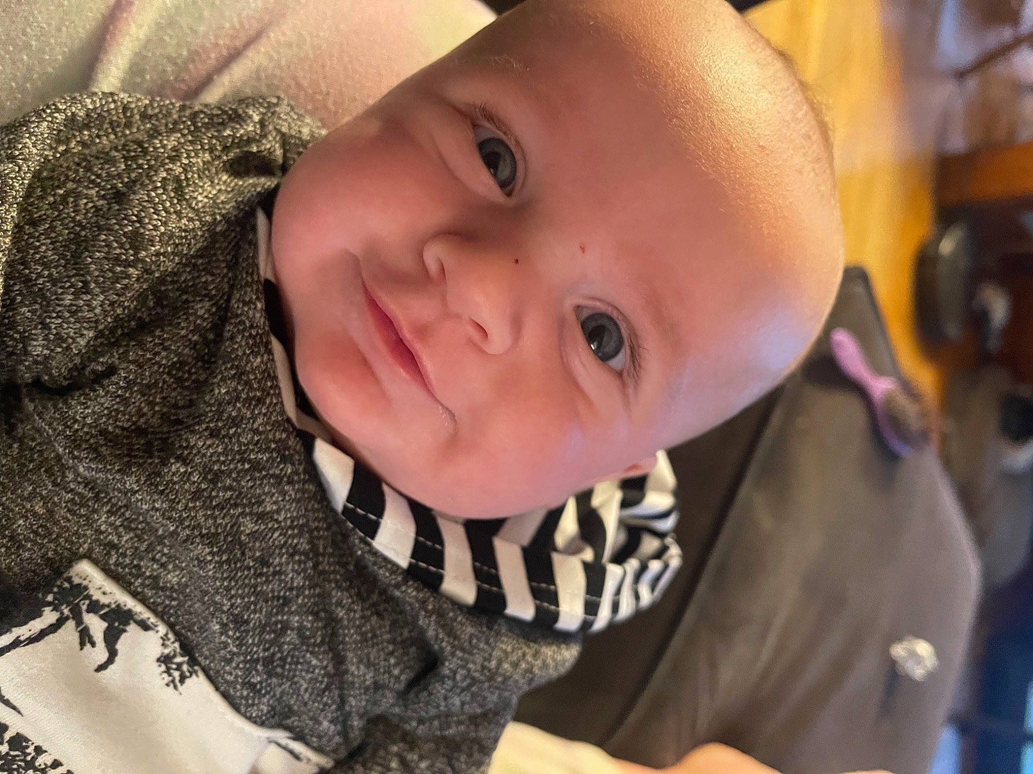 Hayden is registered to the contest to win money with this photo: baby, baby_toddler_clothing, cheek, chin, cool, ear, eye, eyelash, fun, happy, human_body, iris, lip, mouth, neck, nose, outerwear, person, sleeve, smile