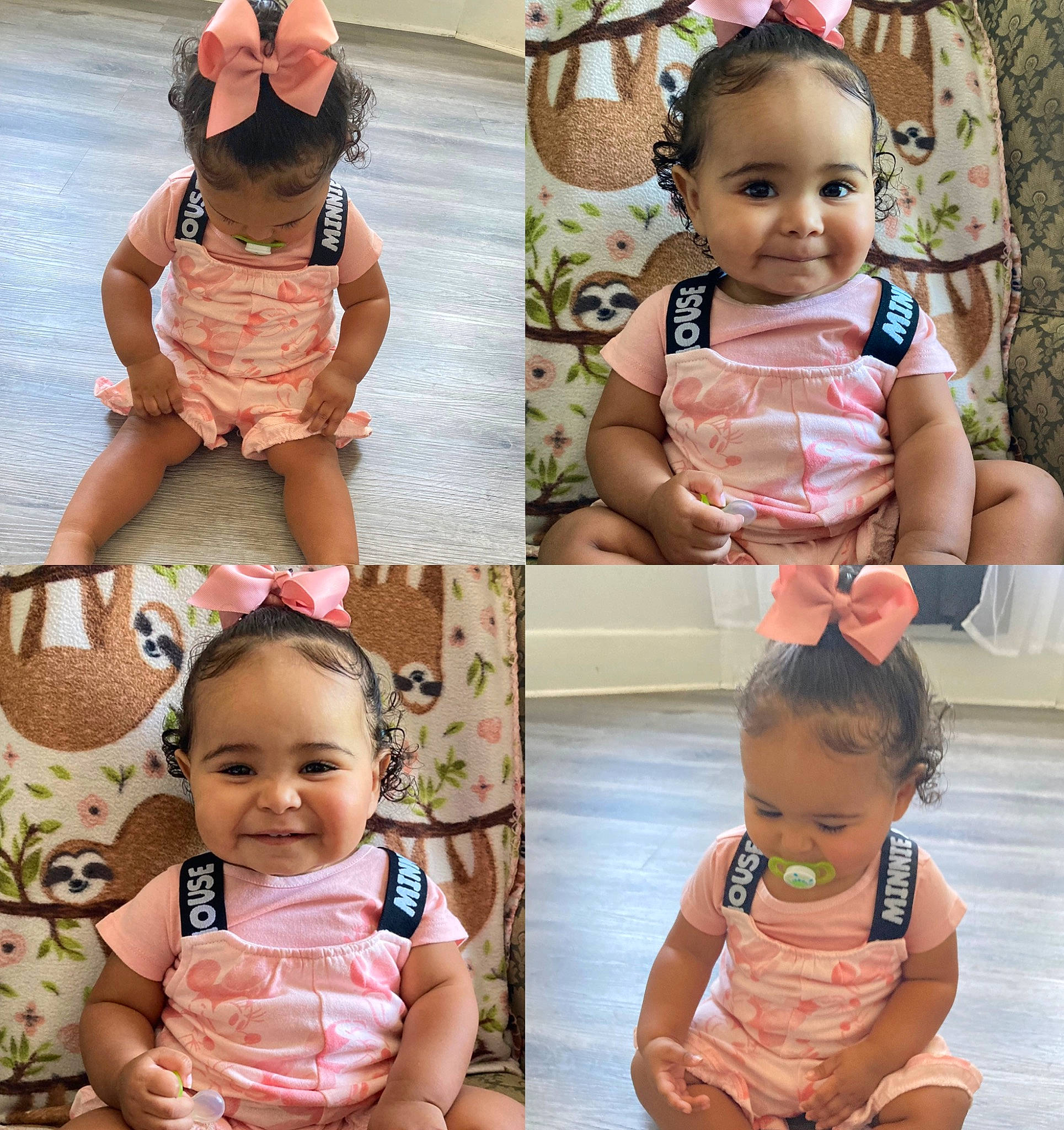 Everly joined the competition — help win amazing prizes! arm, baby, baby_toddler_clothing, cheek, clothing, face, facial_expression, green, hand, happy, head, human, joy, neck, person, photograph, pink, plant, product, skin